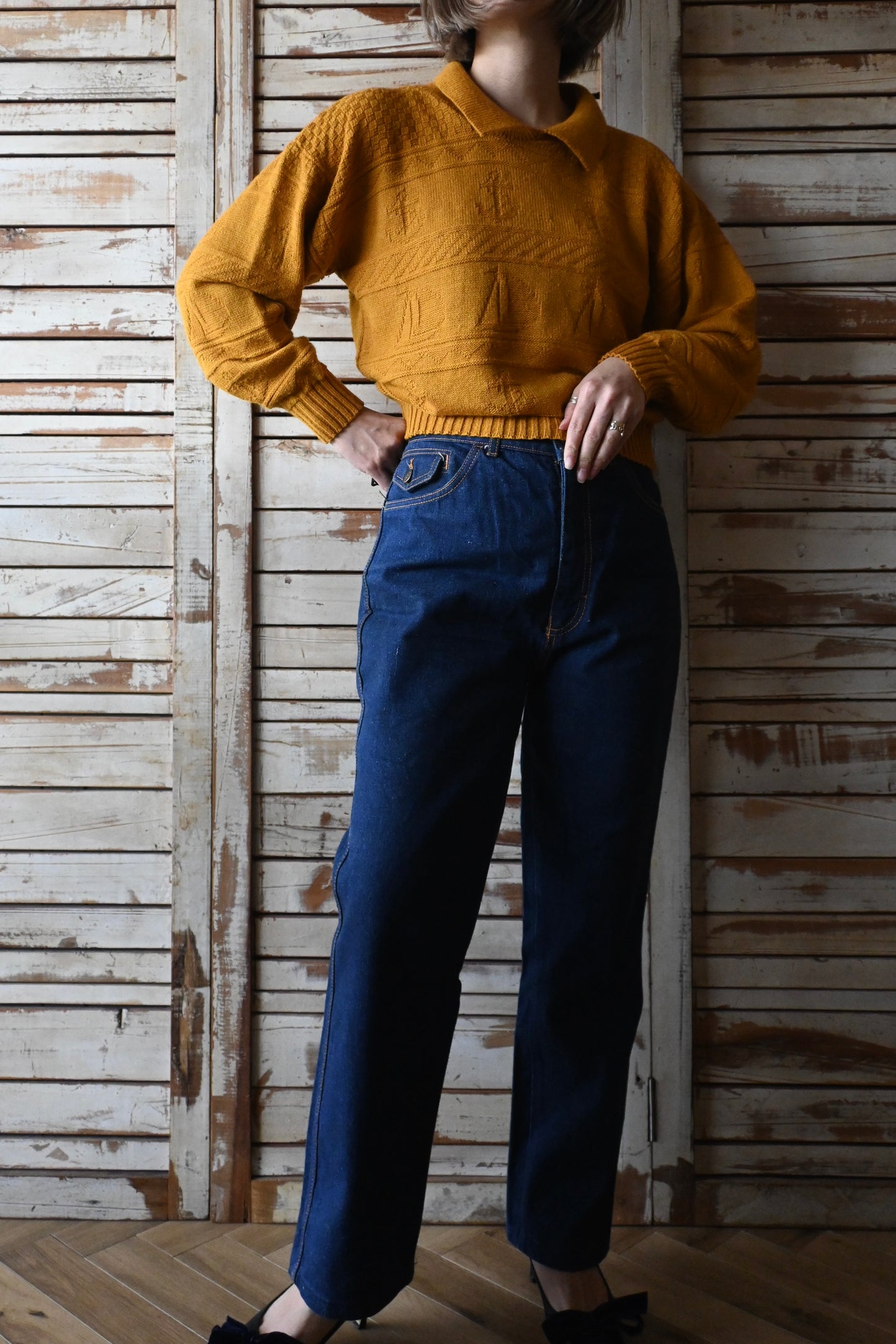 80's denim pants/INDIGO