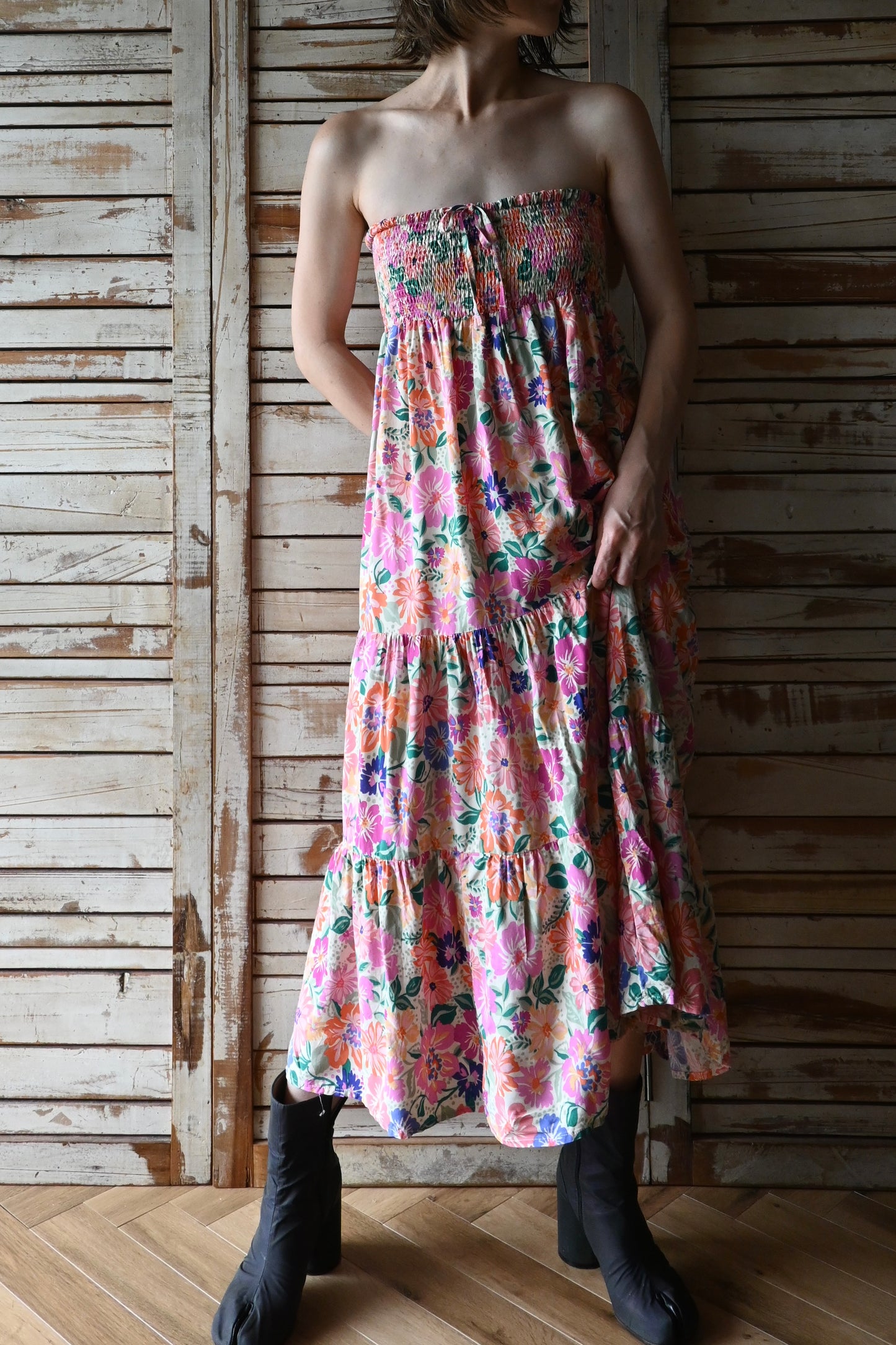 Flower pattern 2way dress