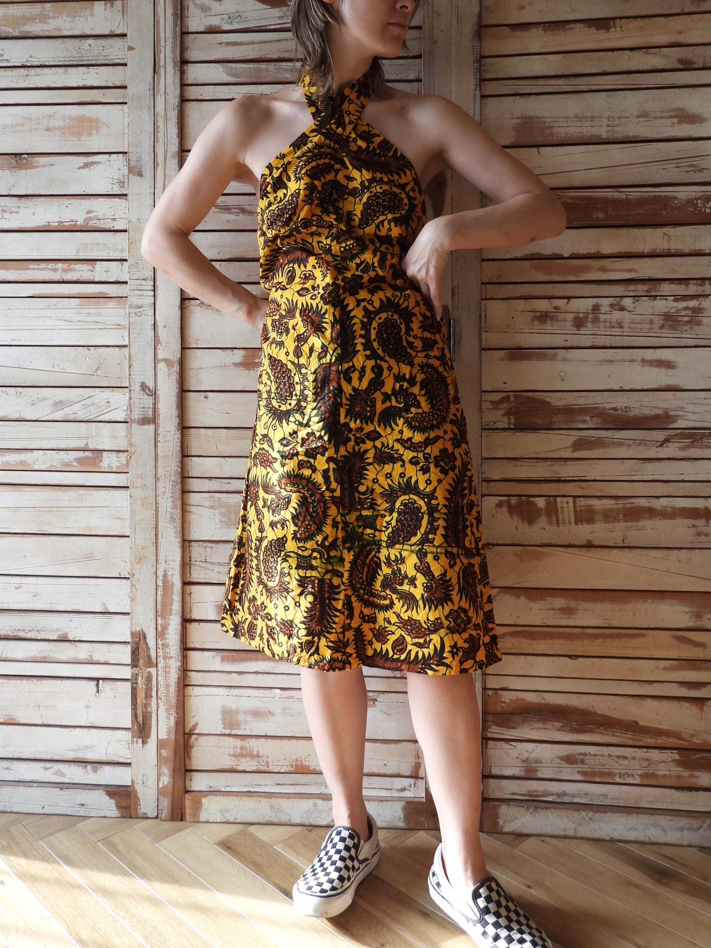 African printed cross dress/YELLOW