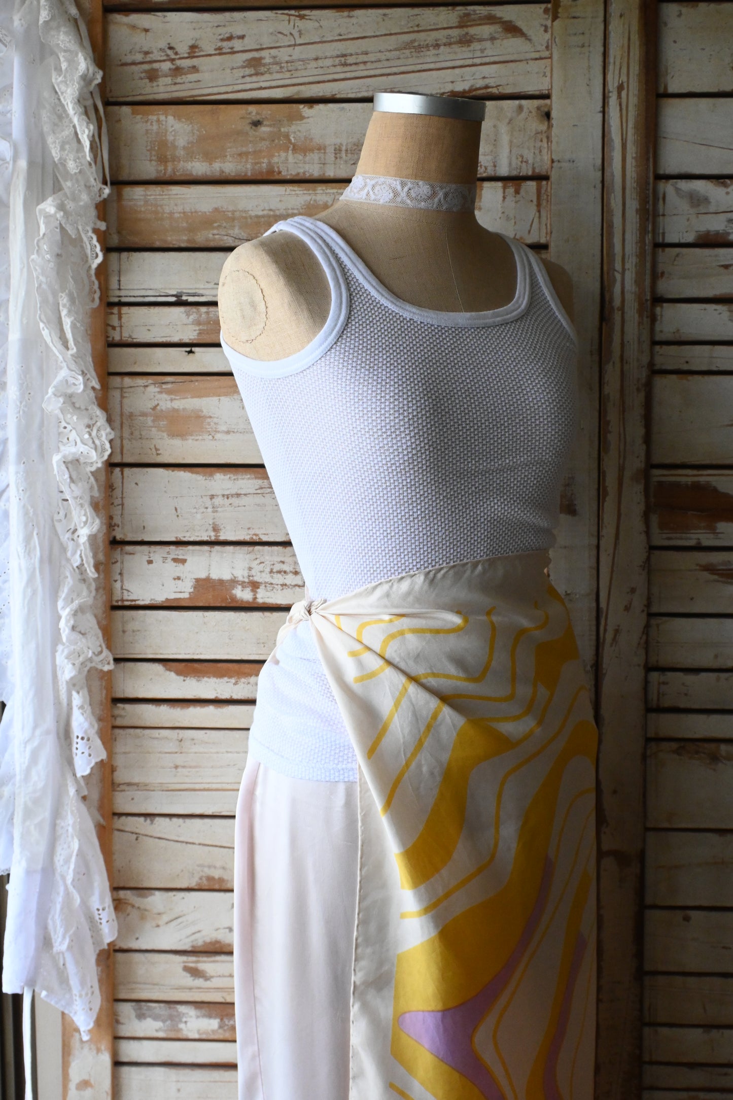 Cotton mesh tank top/WHITE