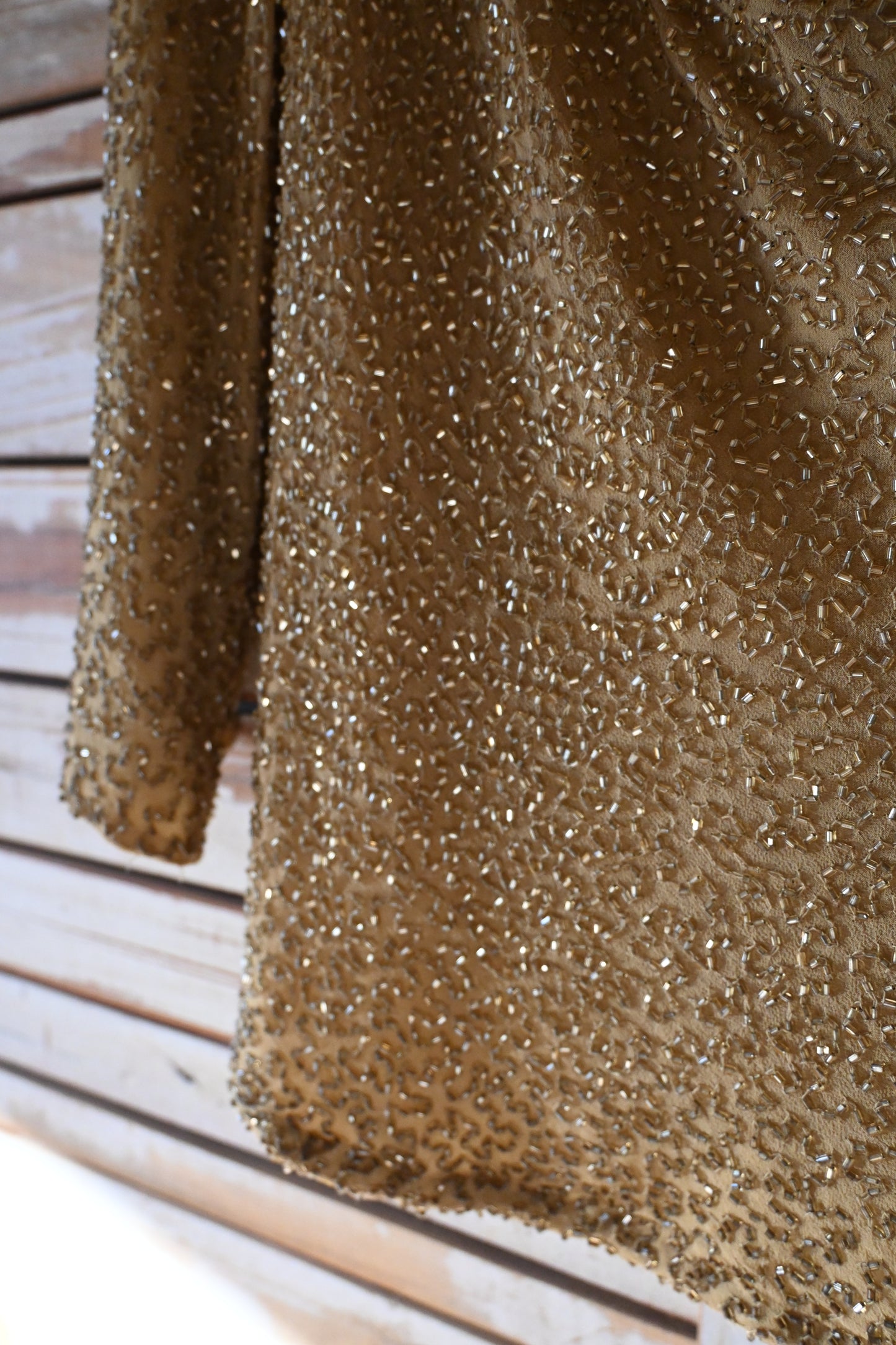 "Laurence Kazar" sequin tops/CAMEL