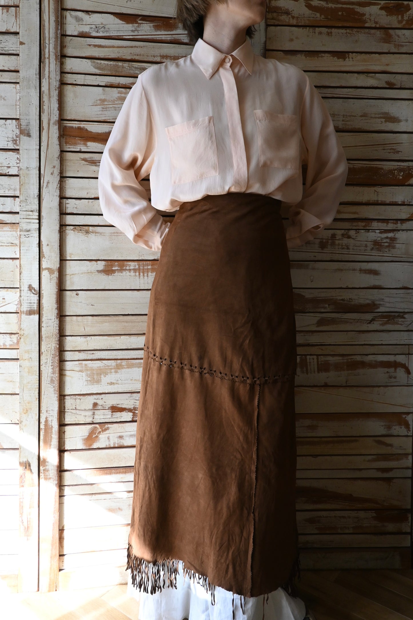 Silk blouse/SALMON PINK