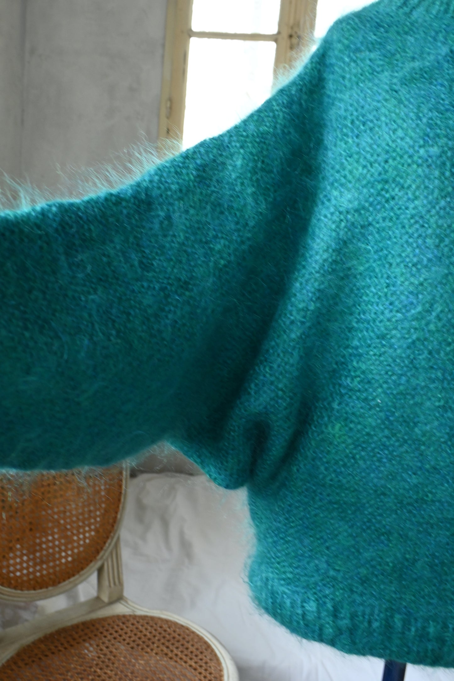 Mohair knit sweater/GREEN