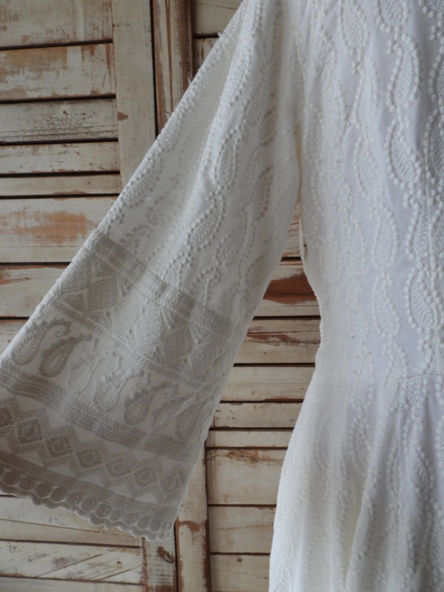 Cotton embroidery long dress/IVORY