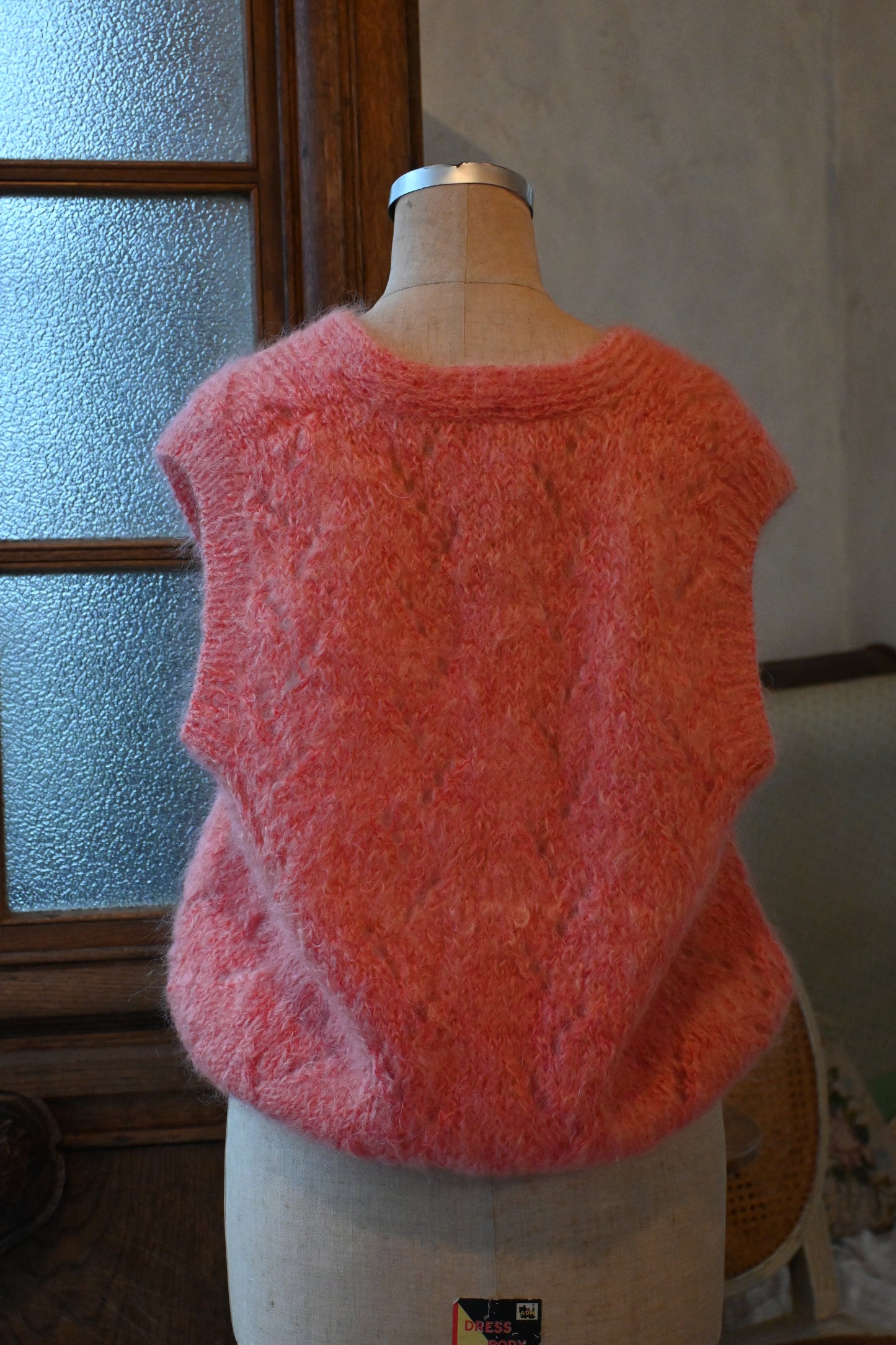 Mohair knit vest/SALMON PINK