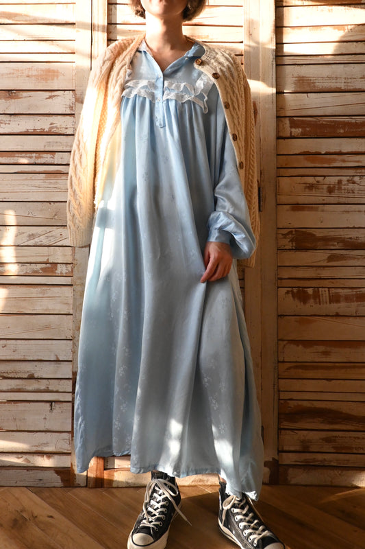 Blue satin night dress/L.BLUE