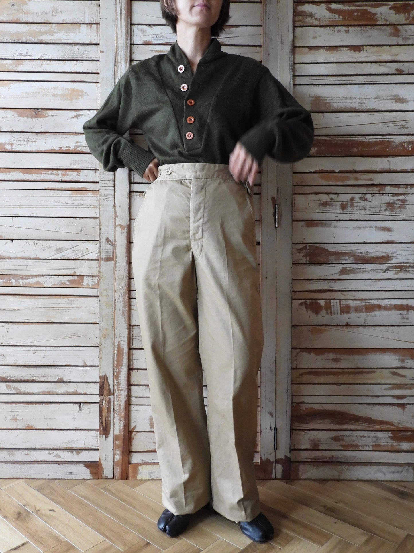 "DEAD STOCK" 80's Pakistan army chino pants/BEIGE