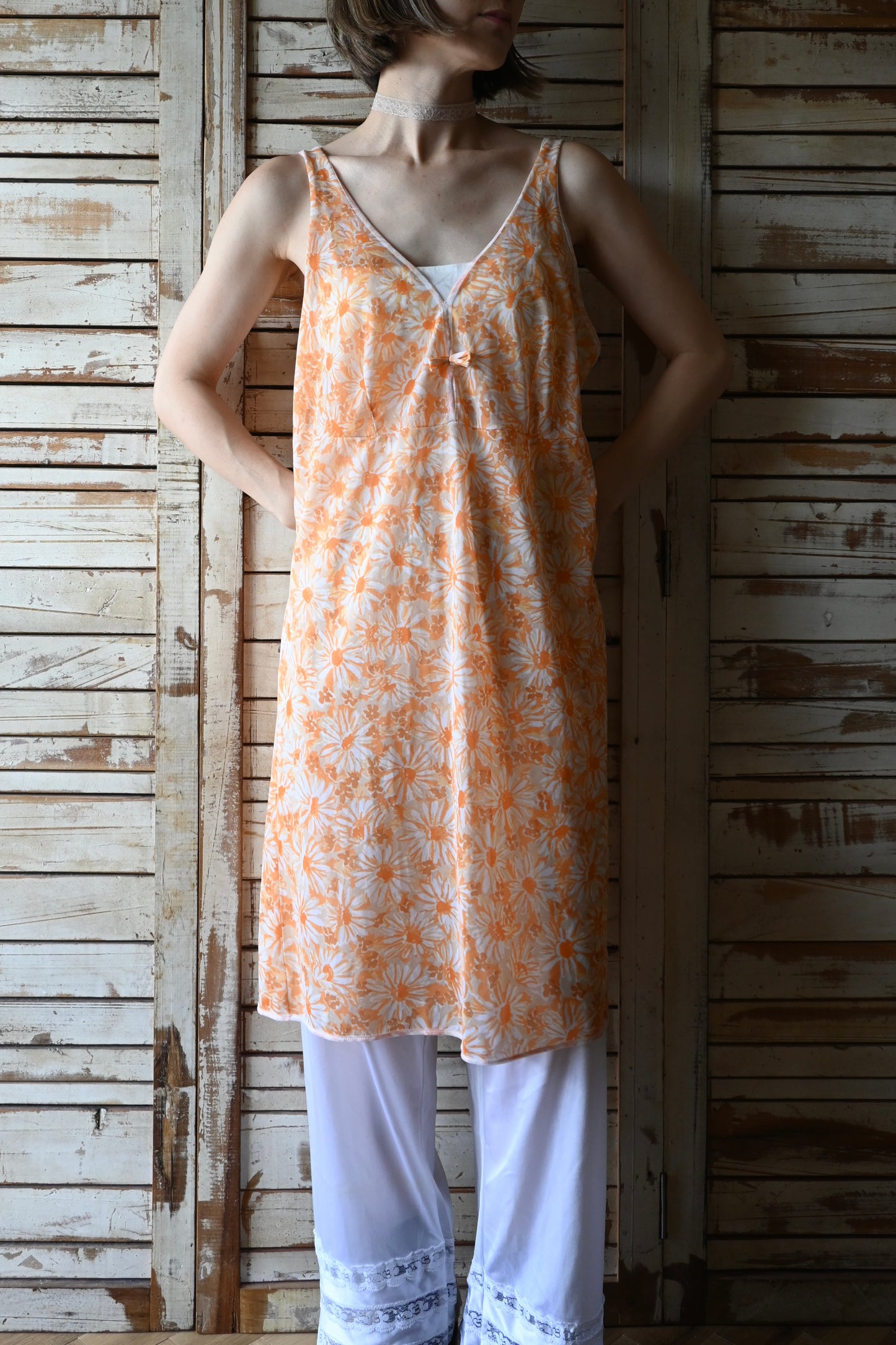 Flower slip dress/ORANGE