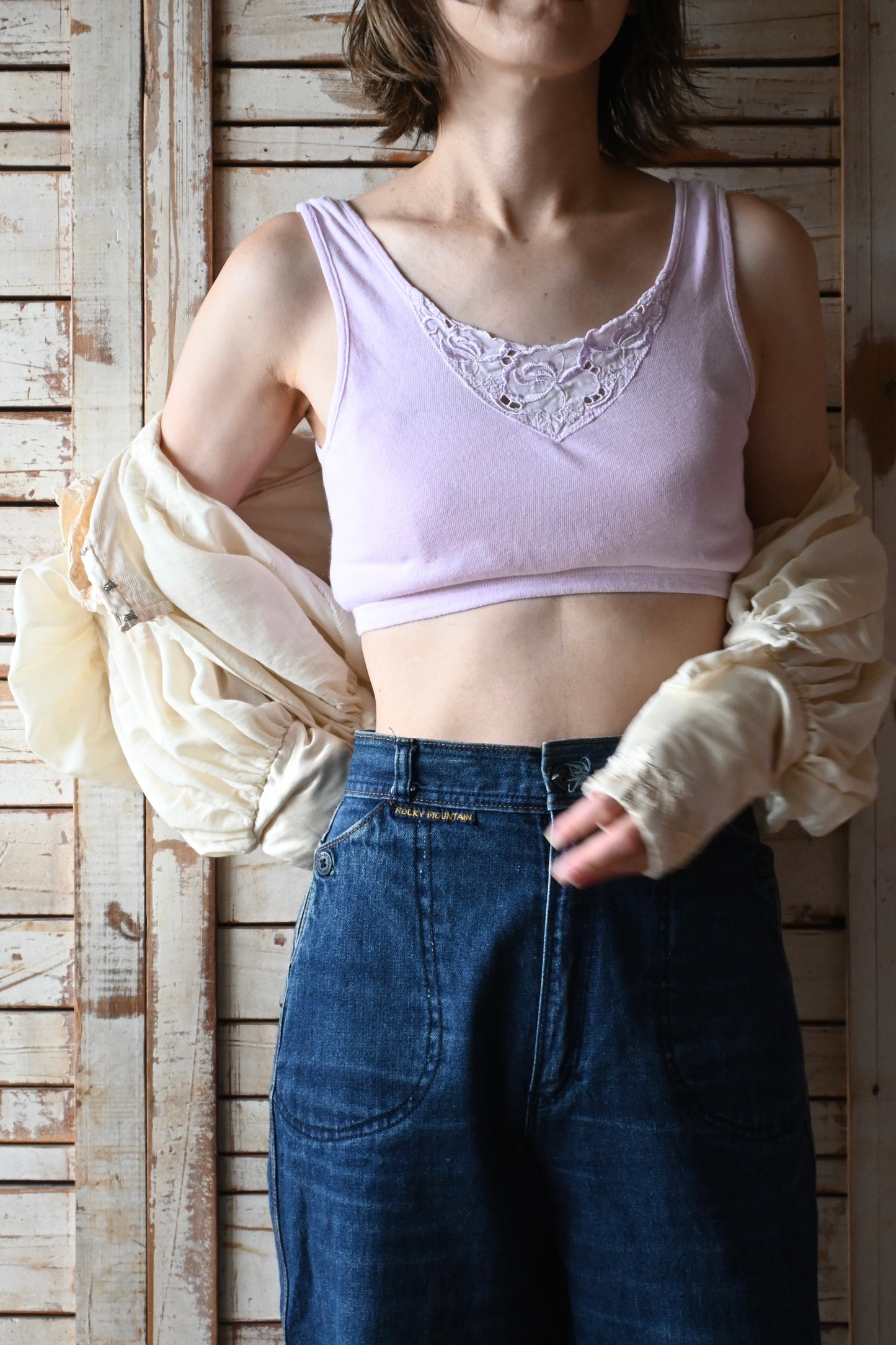 EURO  Cropped lace top/PINK