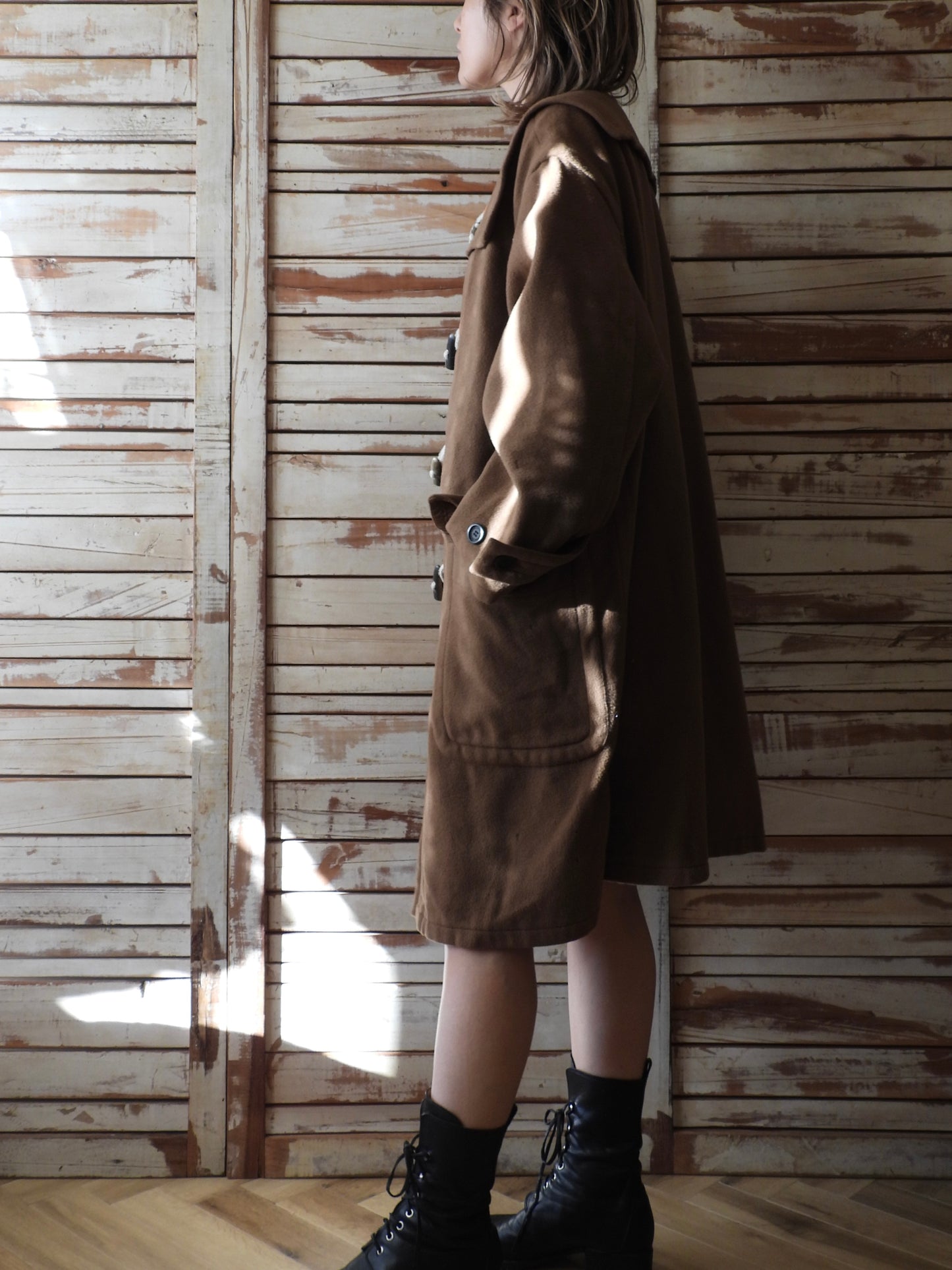 '90s Wool heart duffle coat / Moschino Cheap Chic/BROWN