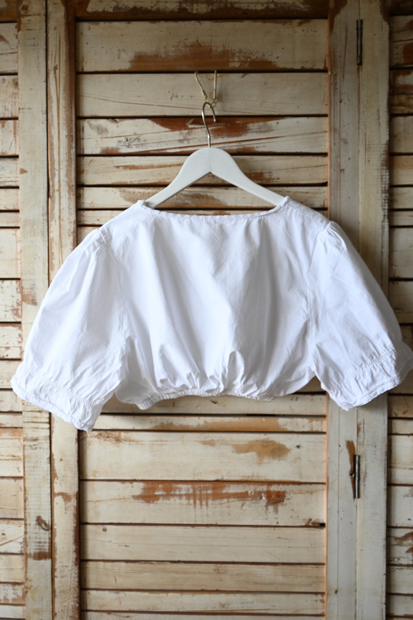 EURO Cropped cotton blouse/WHITE