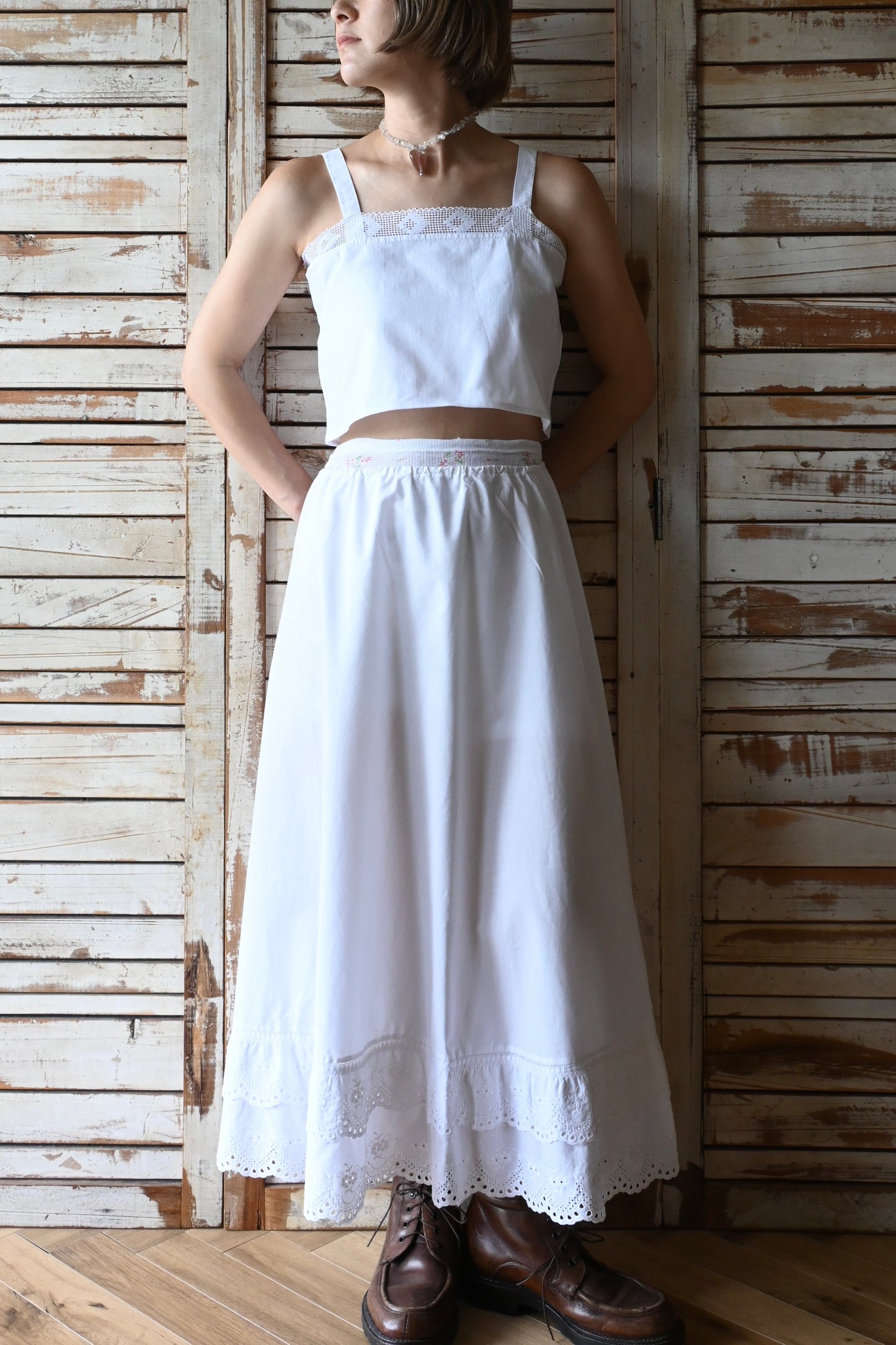 EURO Underwear flower rib shorts/WHITE
