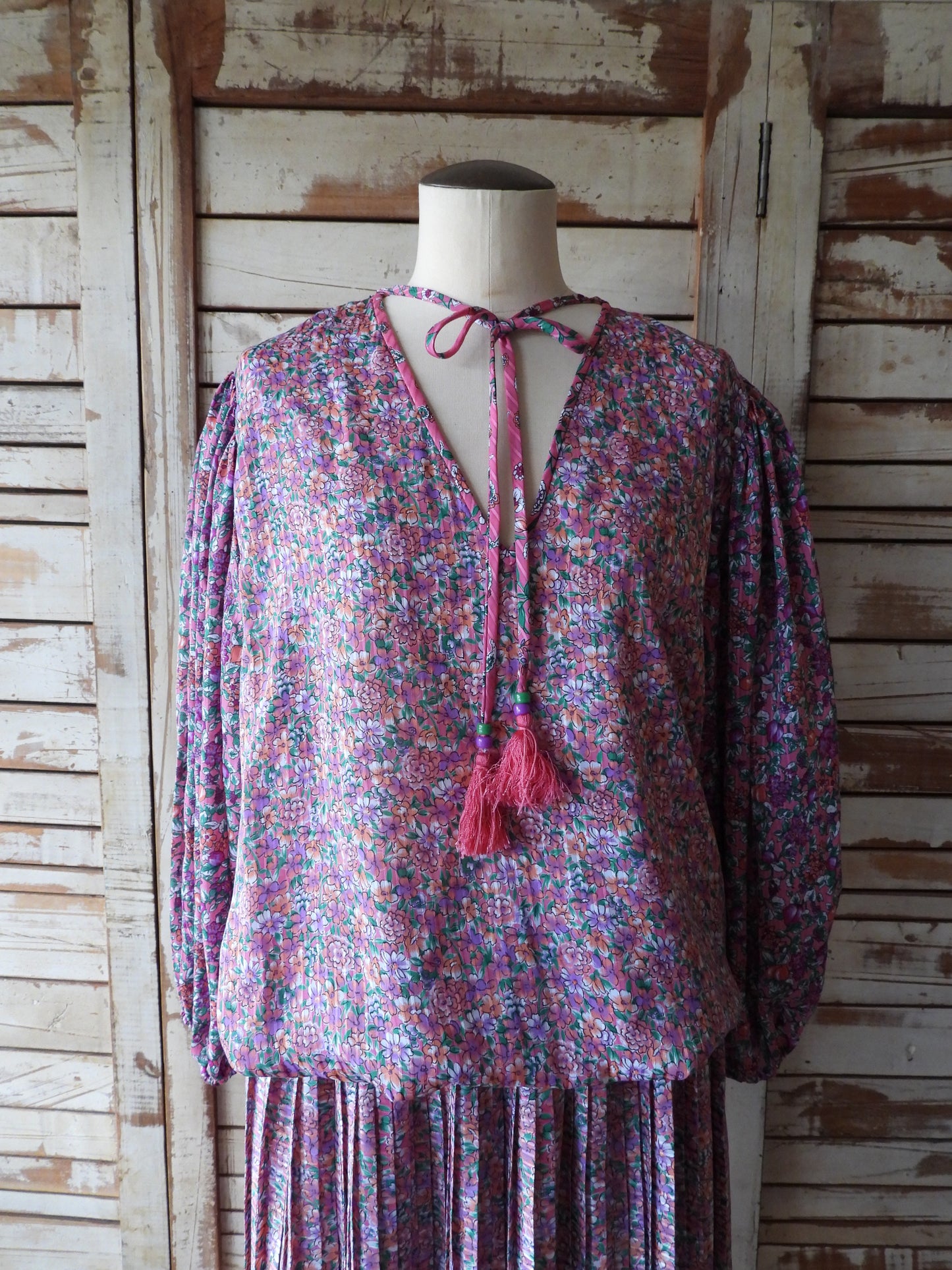 "Diane Freis" floral pattern dress/PINK