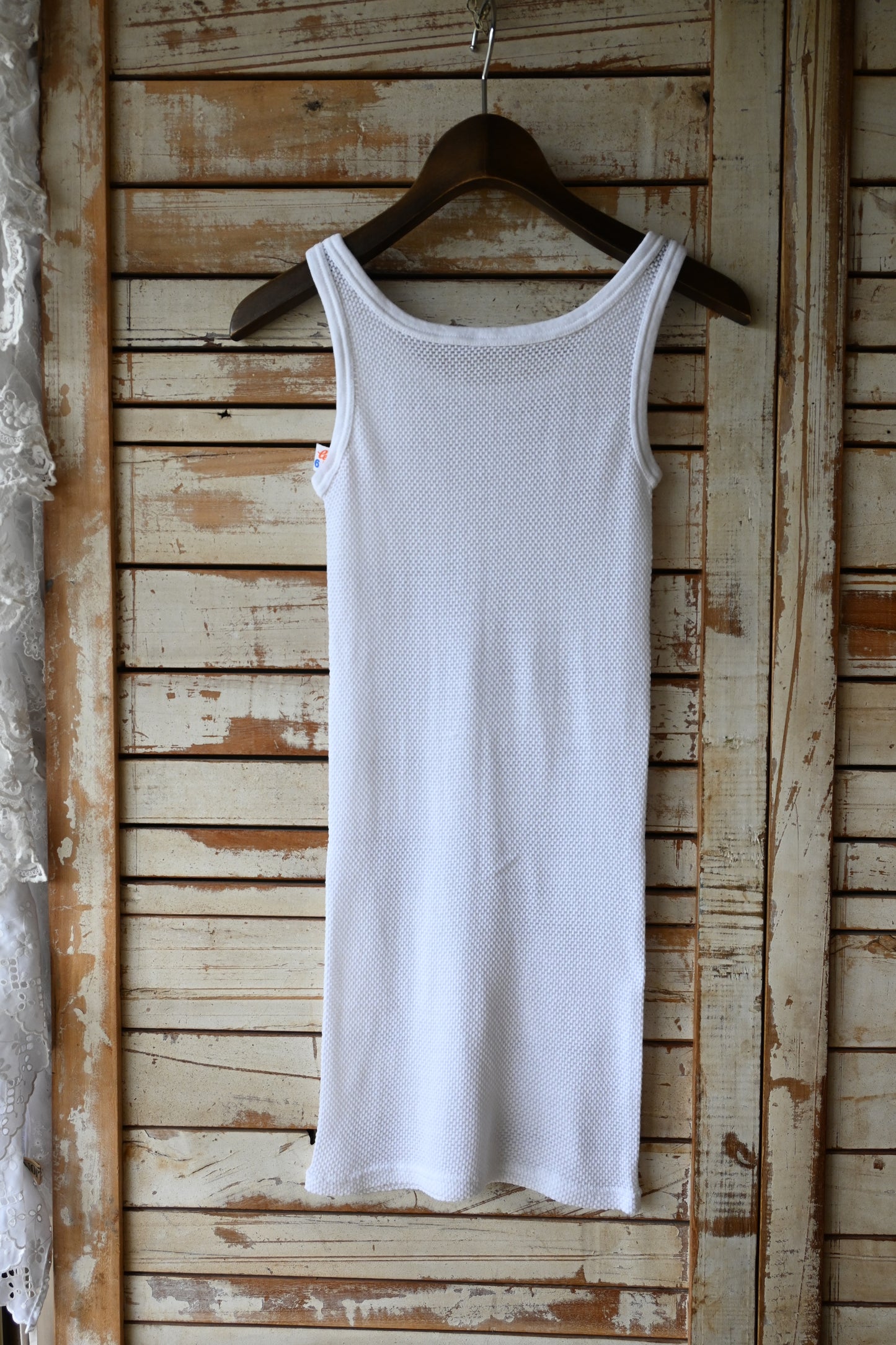 Cotton mesh tank top/WHITE