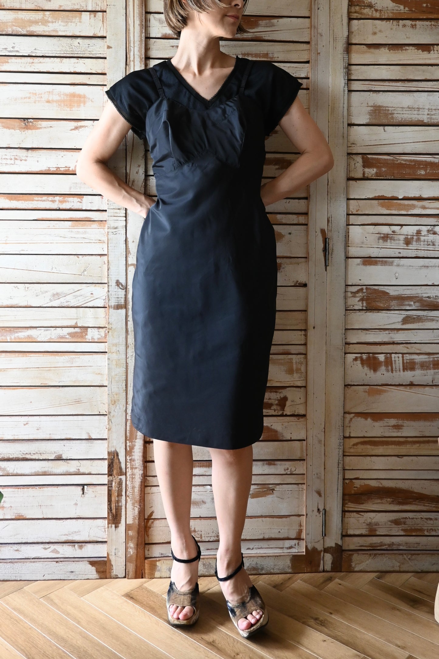50's Little black dress/BLACK