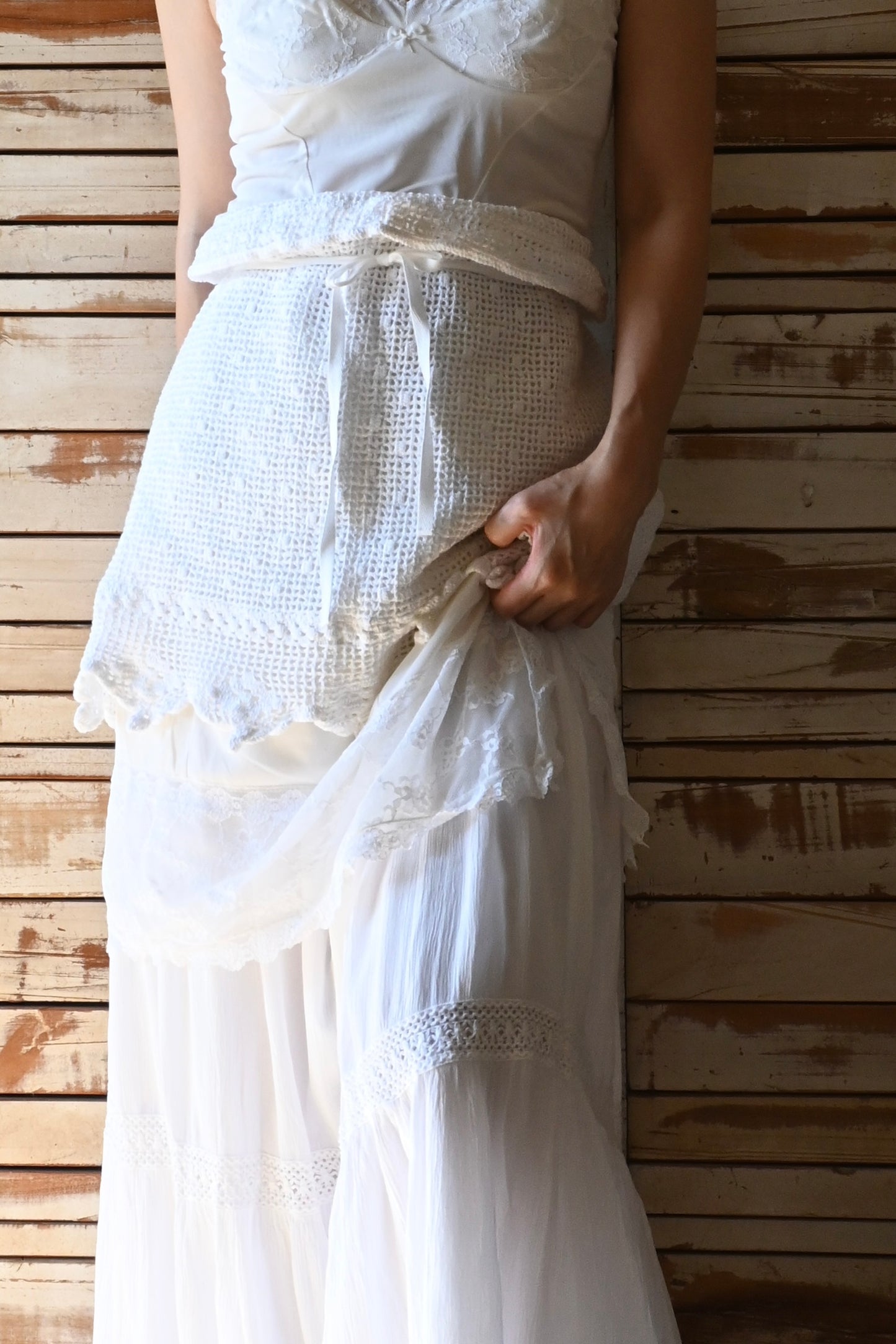 Lace slip dress/WHITE