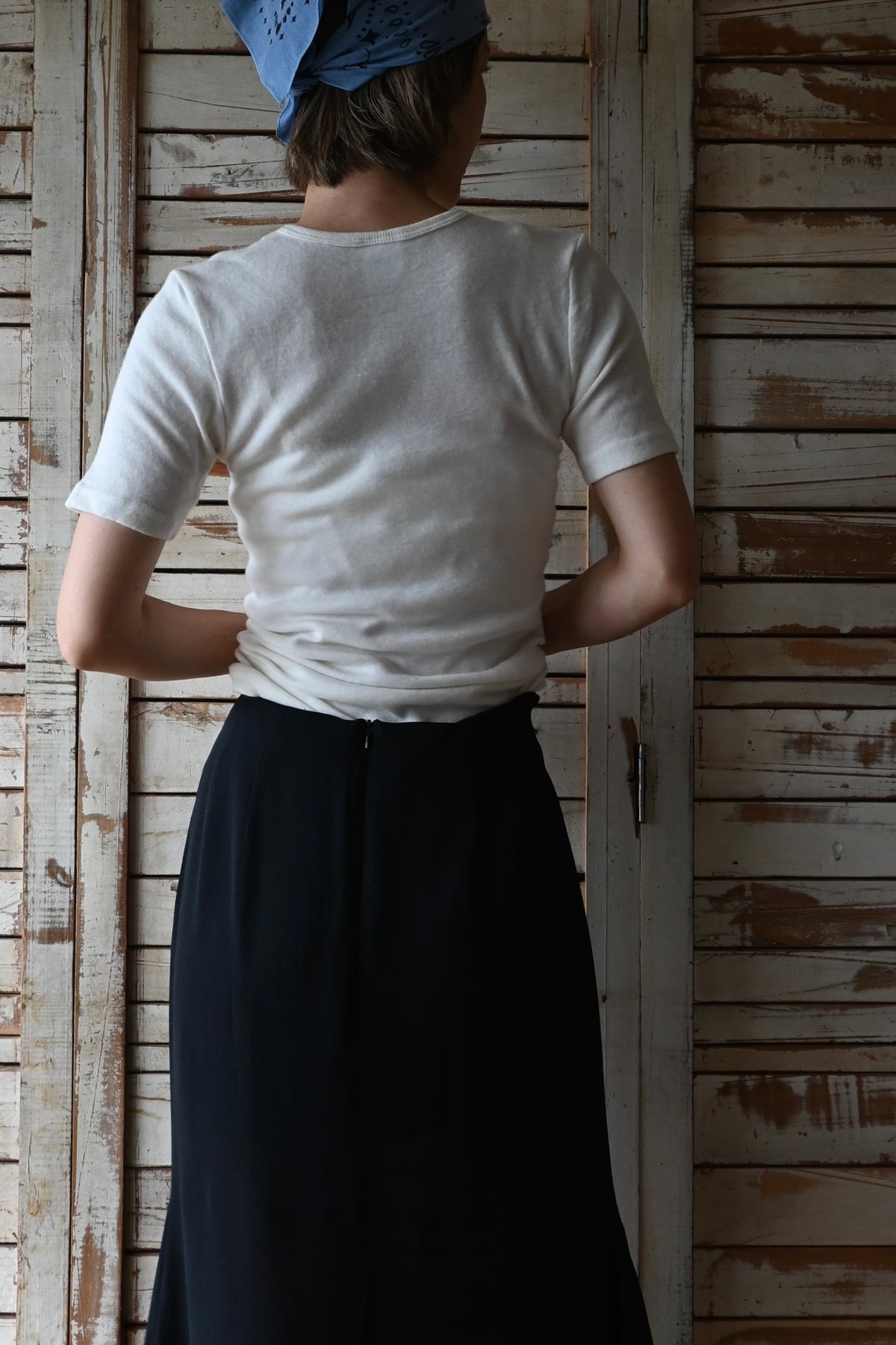 German wool underwear tee/IVORY