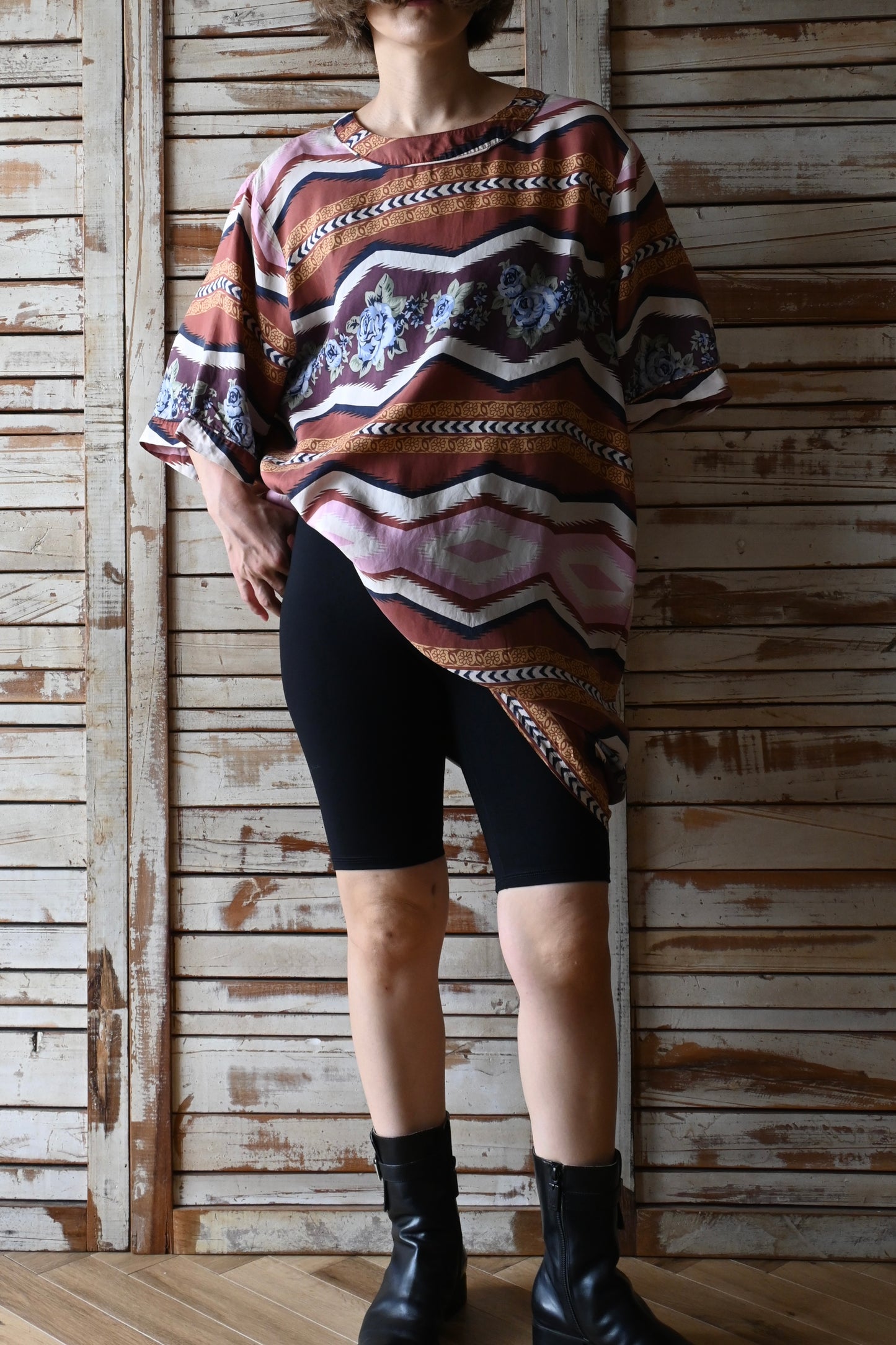 "YESSICA" Silk pattern dress/BROWN