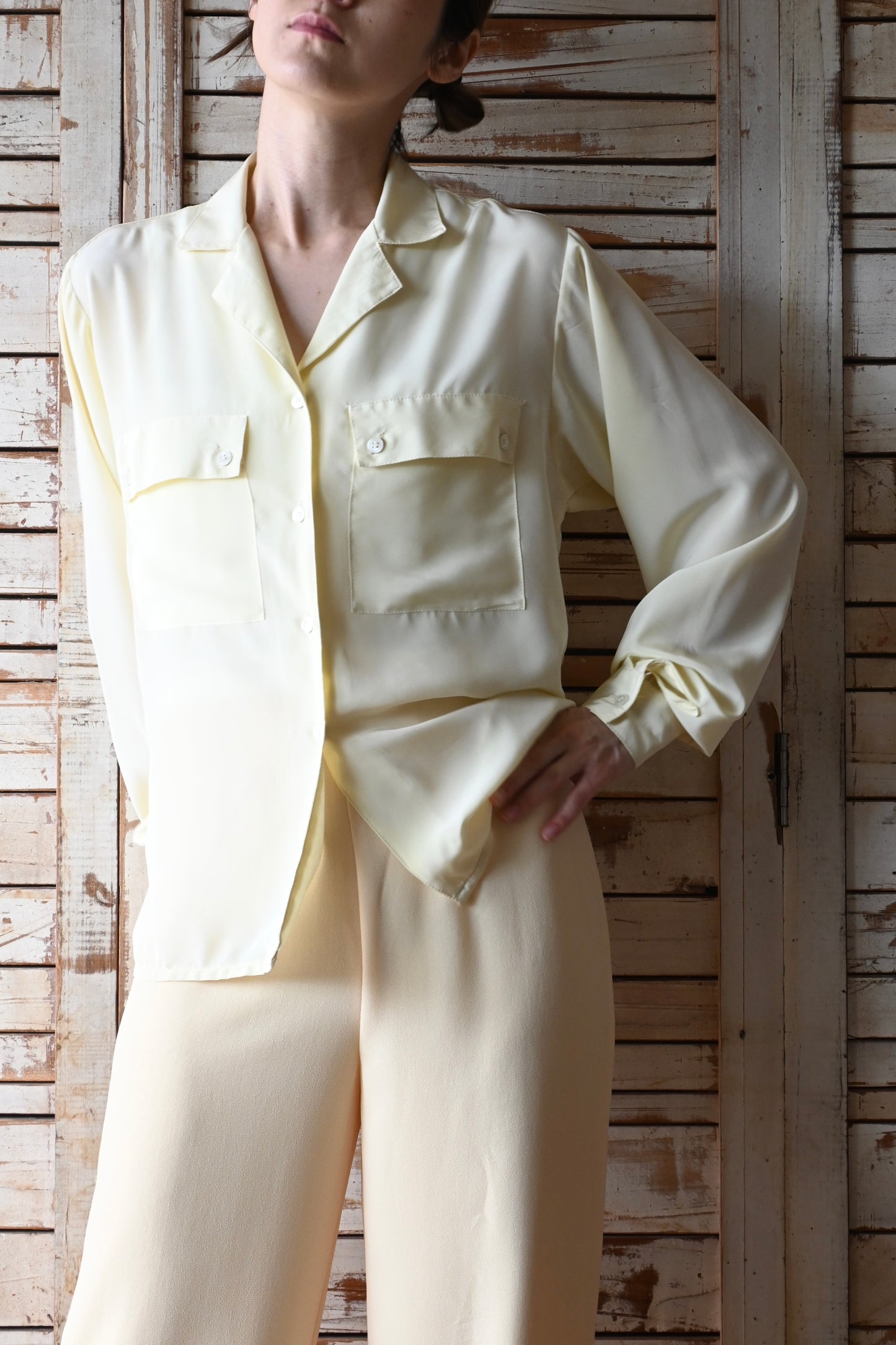 Shirt blouse/YELLOW