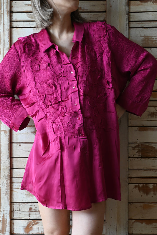 Pink design blouse/HOT PINK