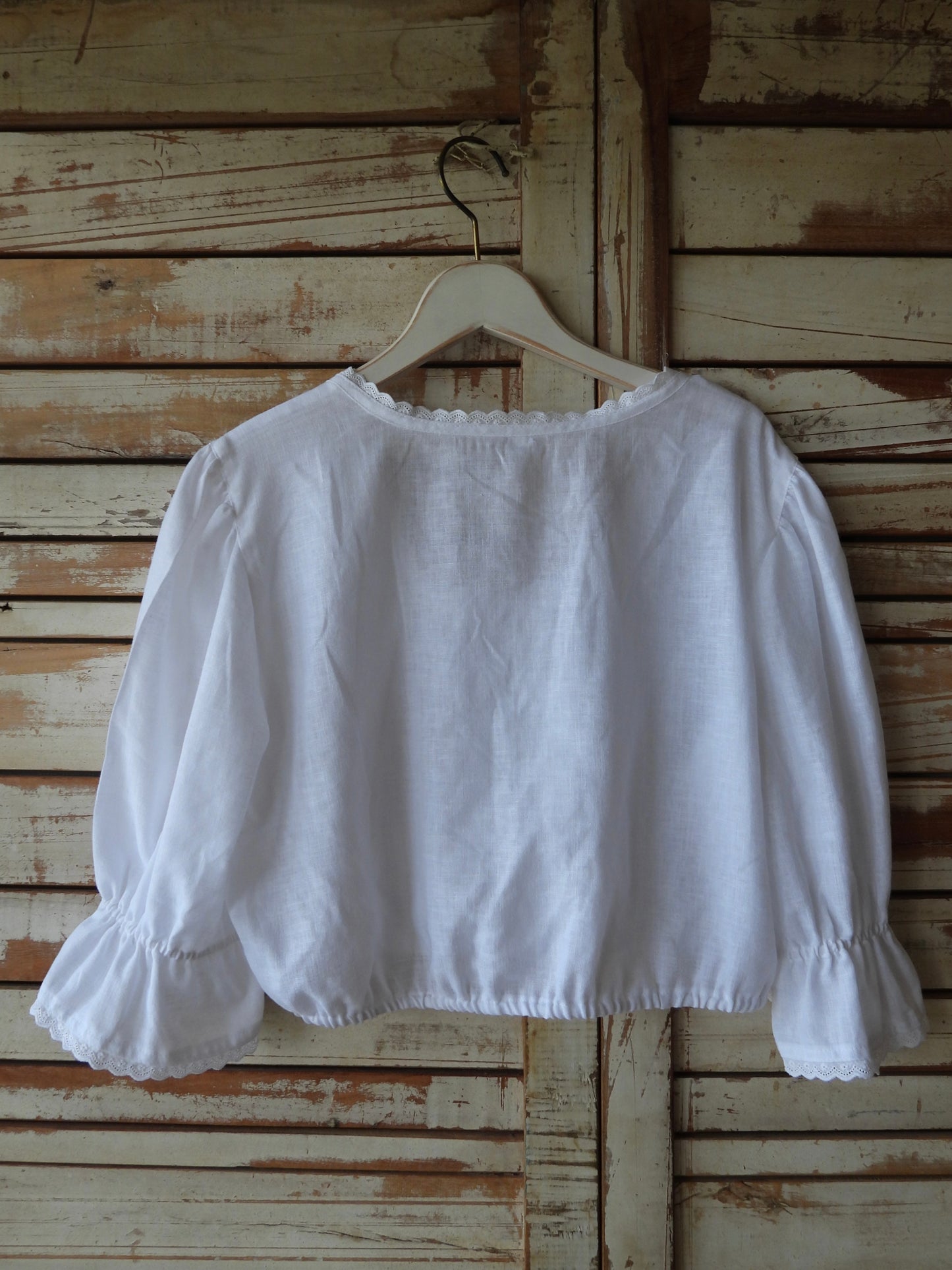 Cropped linen blouse/WHITE