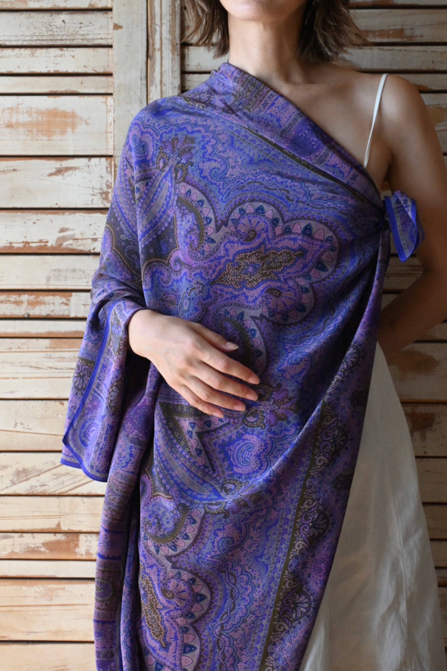 Vintage paisley scarf/PURPLE