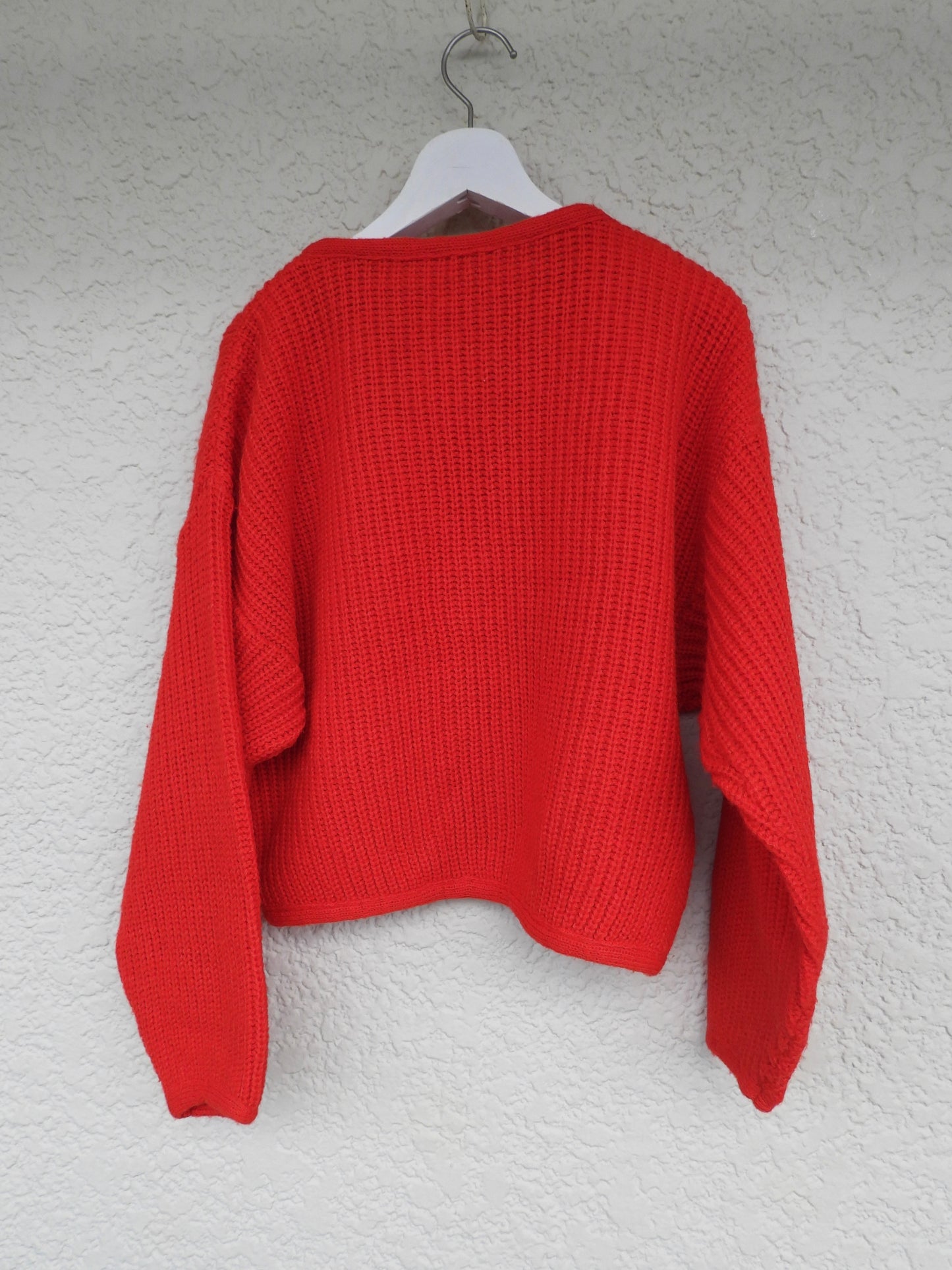 Lib knit cardigan/RED