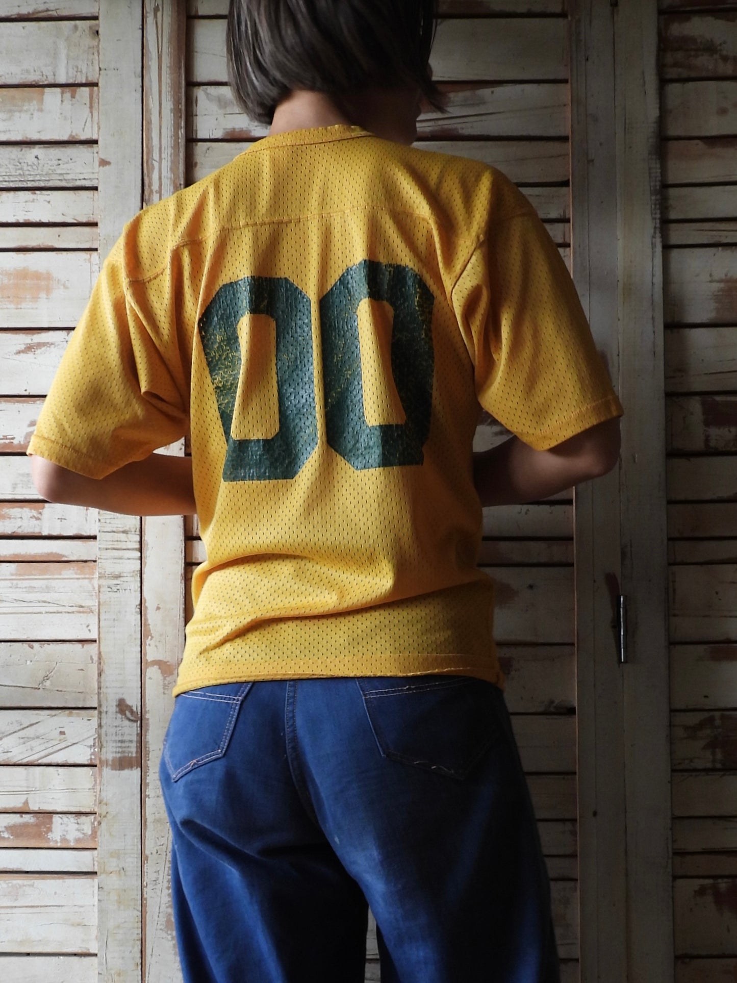 Mesh football tee /MUSTARD