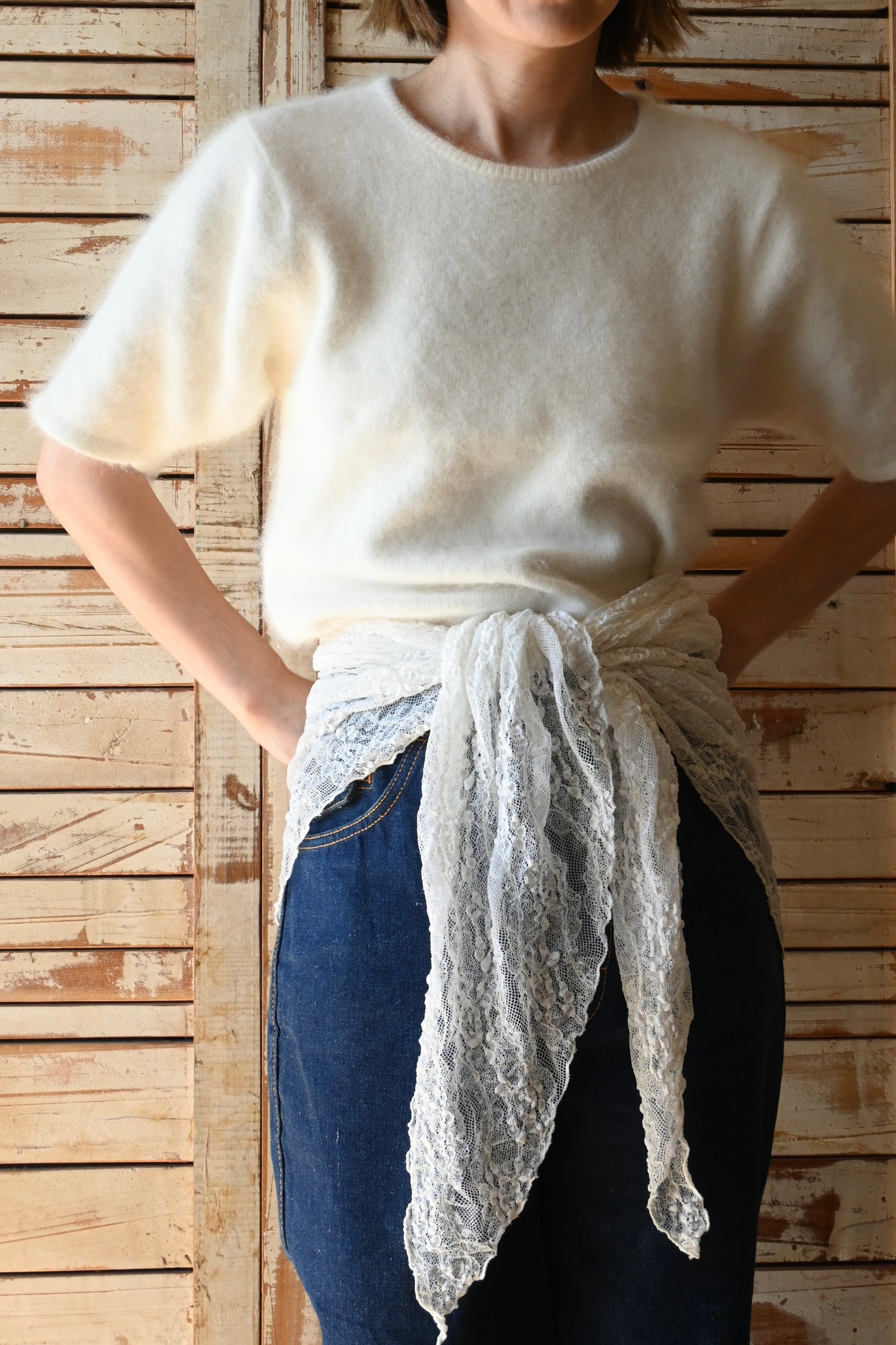 Lace shawl/IVORY