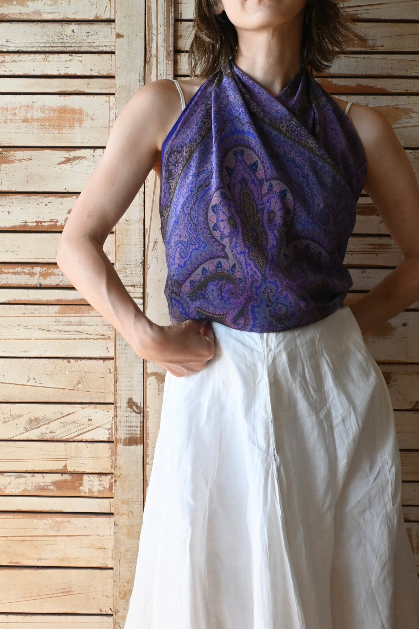 Vintage paisley scarf/PURPLE