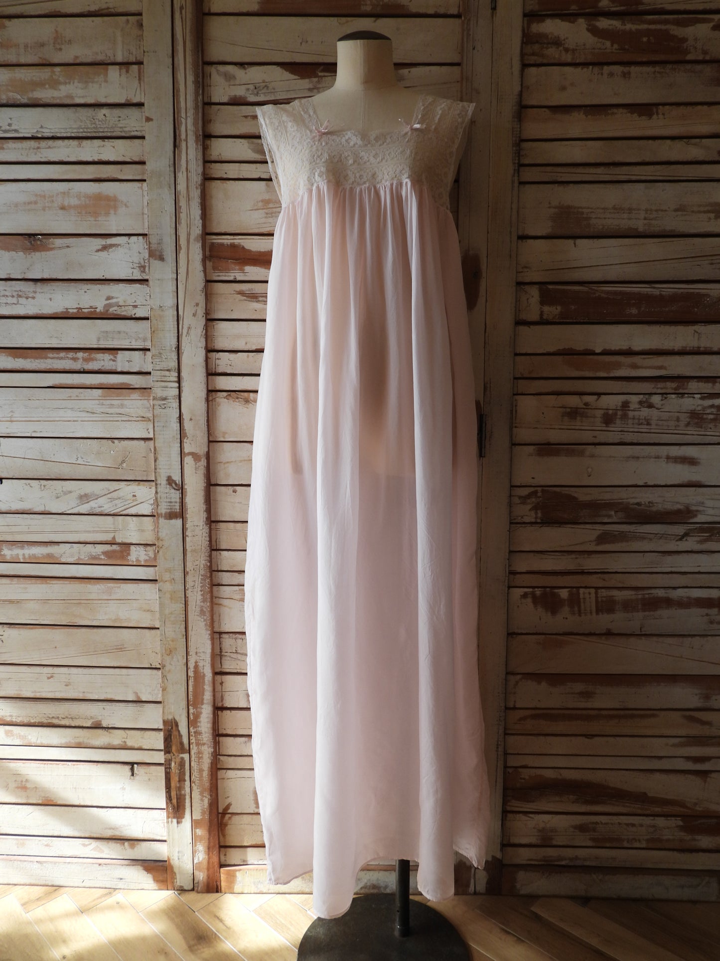 Sleeveless sheer night dress/B.PINK