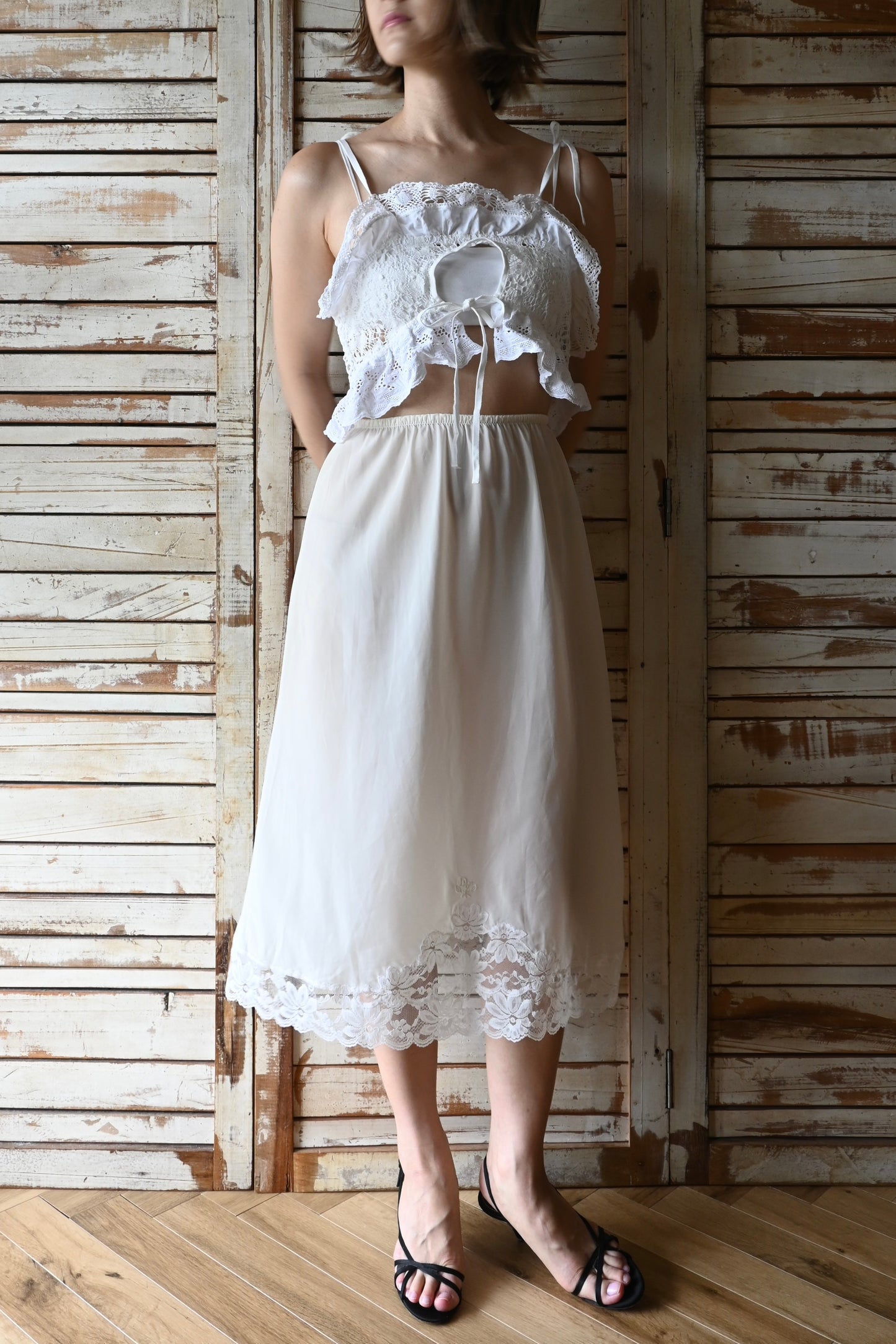 Christian Dior slip skirt/WHITE