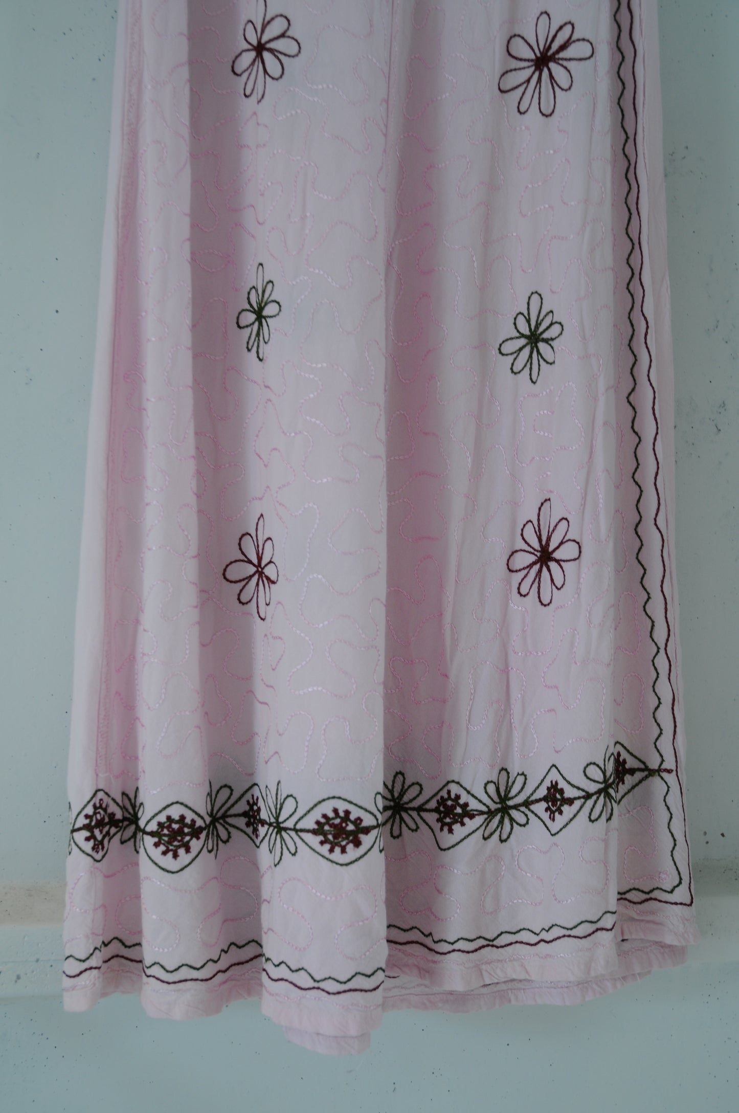 Flower embroidery wrap skirt/B.PINK