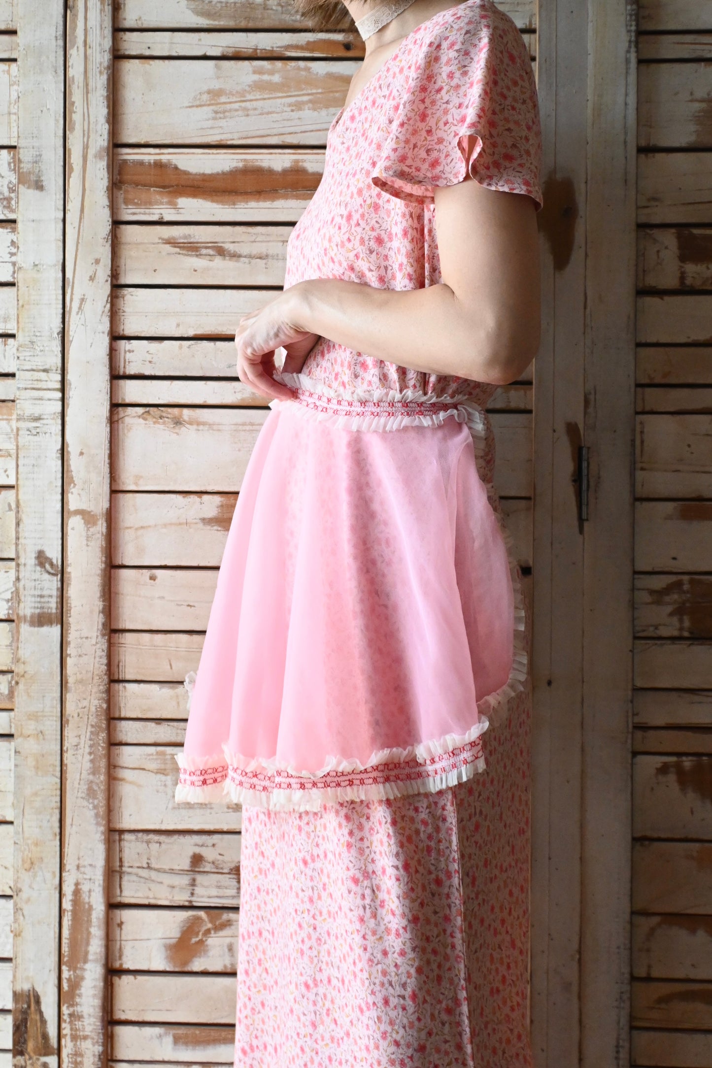 Sheer apron/PINK