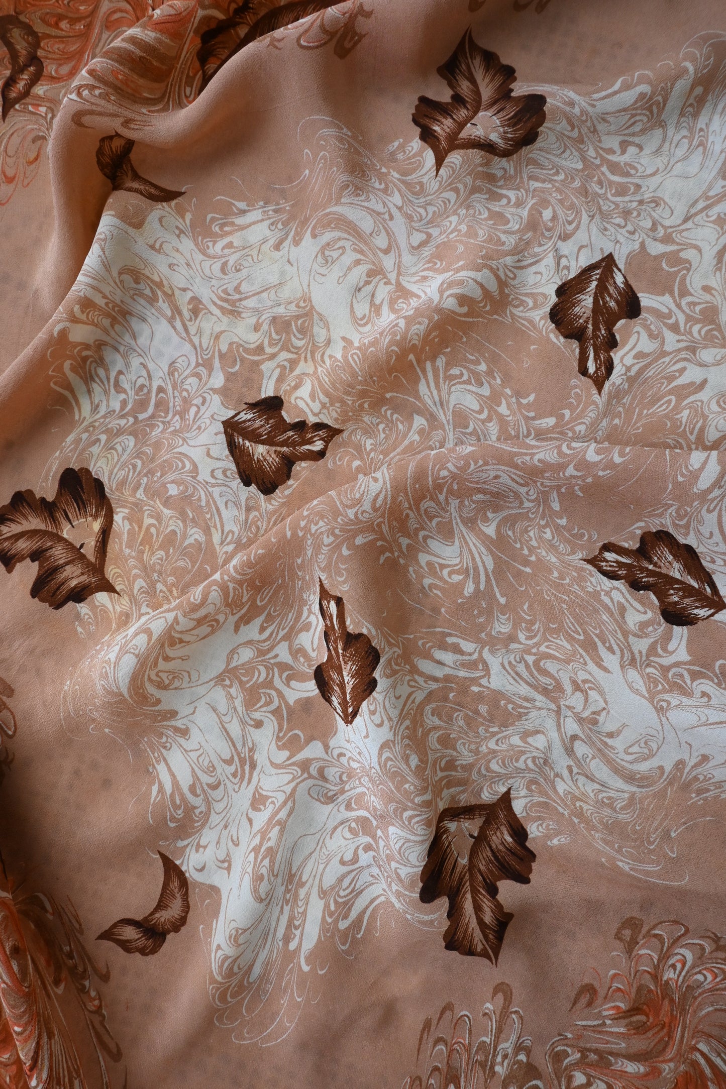 Vintage silk scarf/BROWN