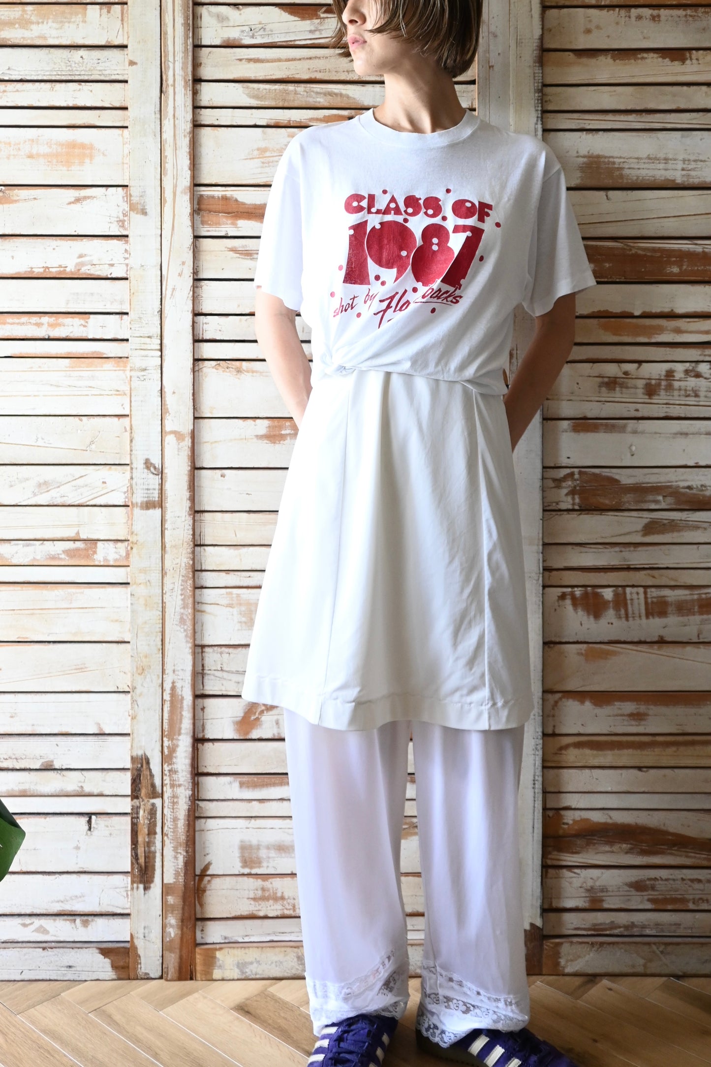 70's Slip dress/WHITE