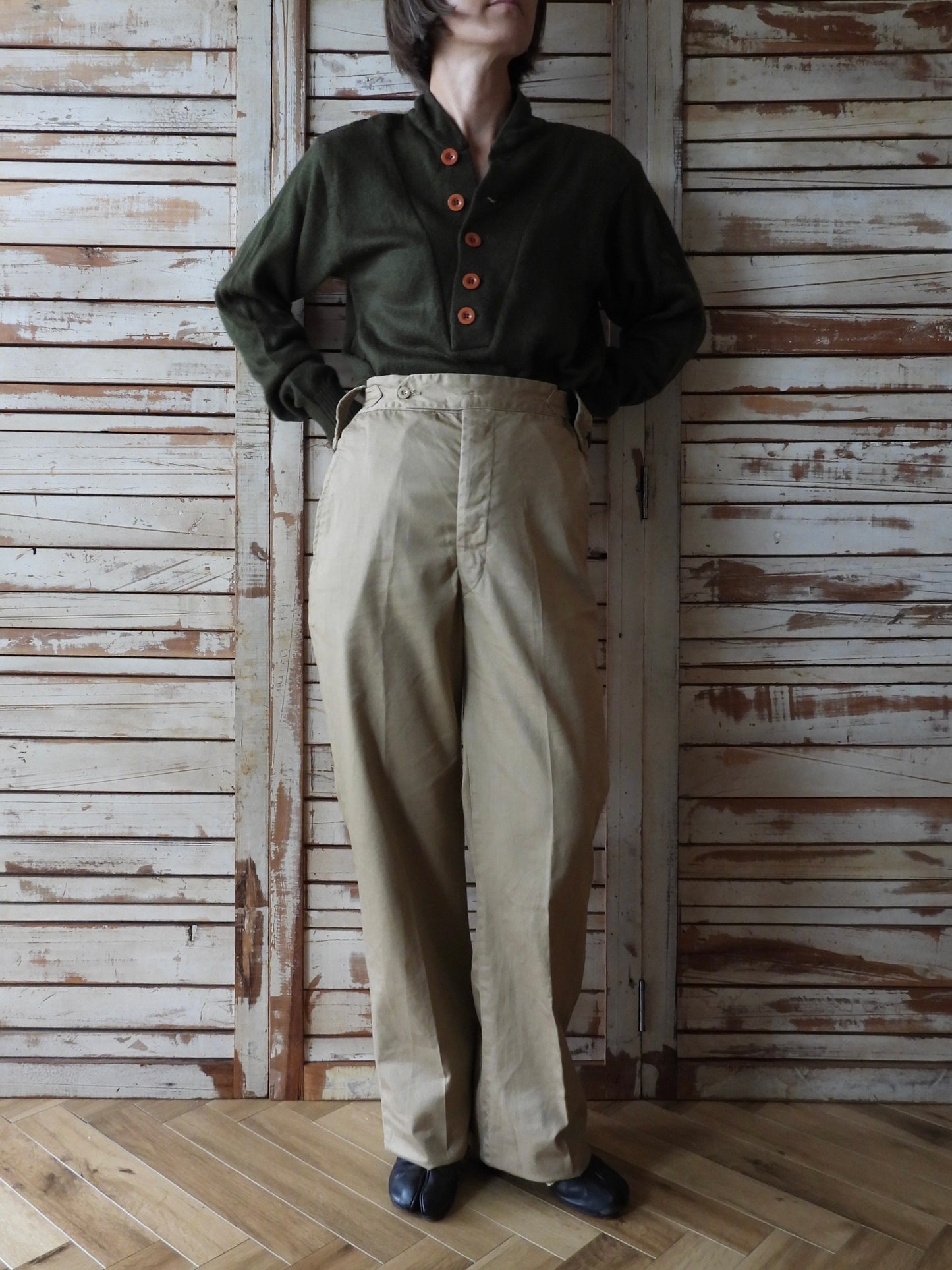 "DEAD STOCK" 80's Pakistan army chino pants/BEIGE