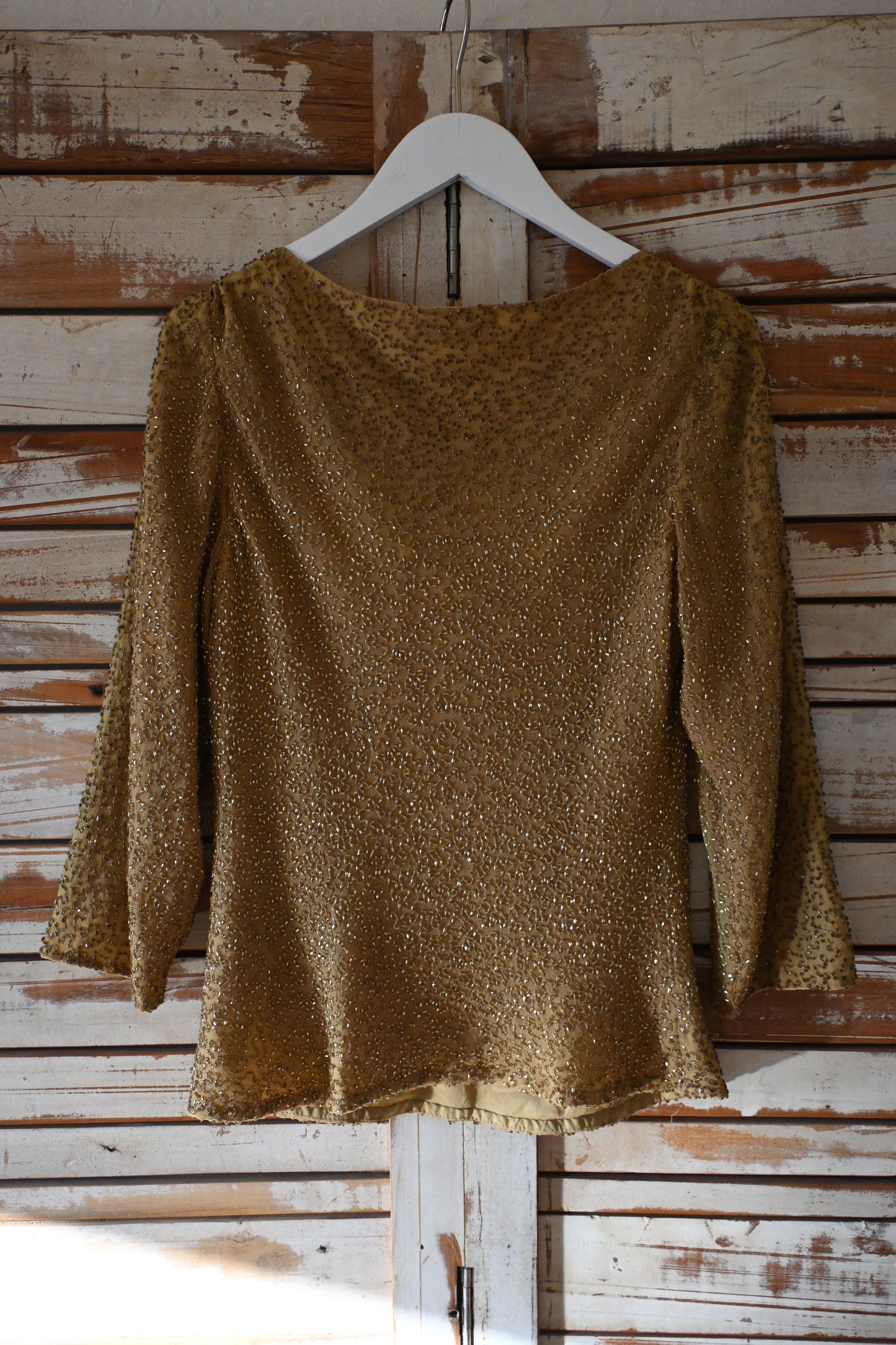 "Laurence Kazar" sequin tops/CAMEL