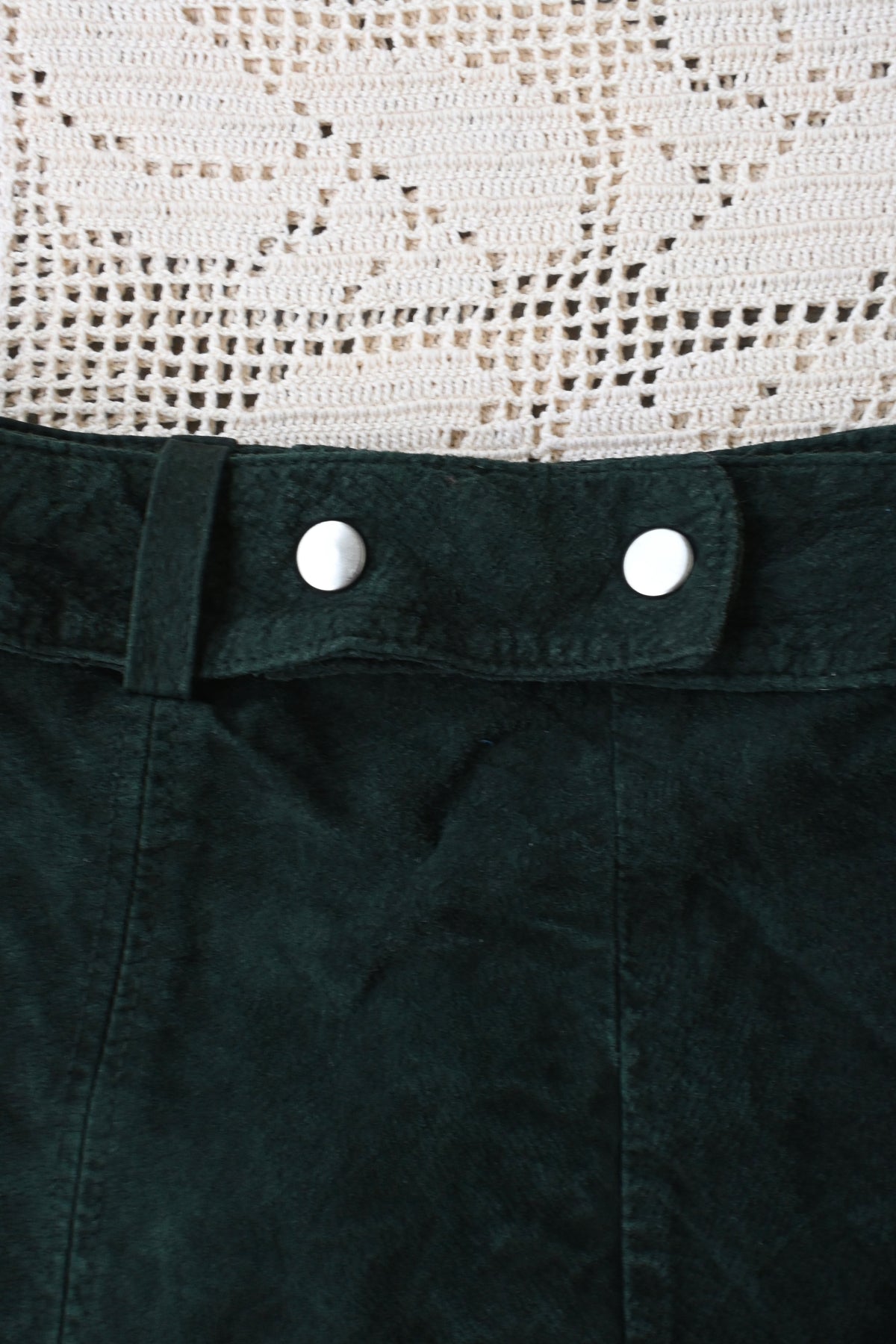 Leather mini skirt/DARK GREEN