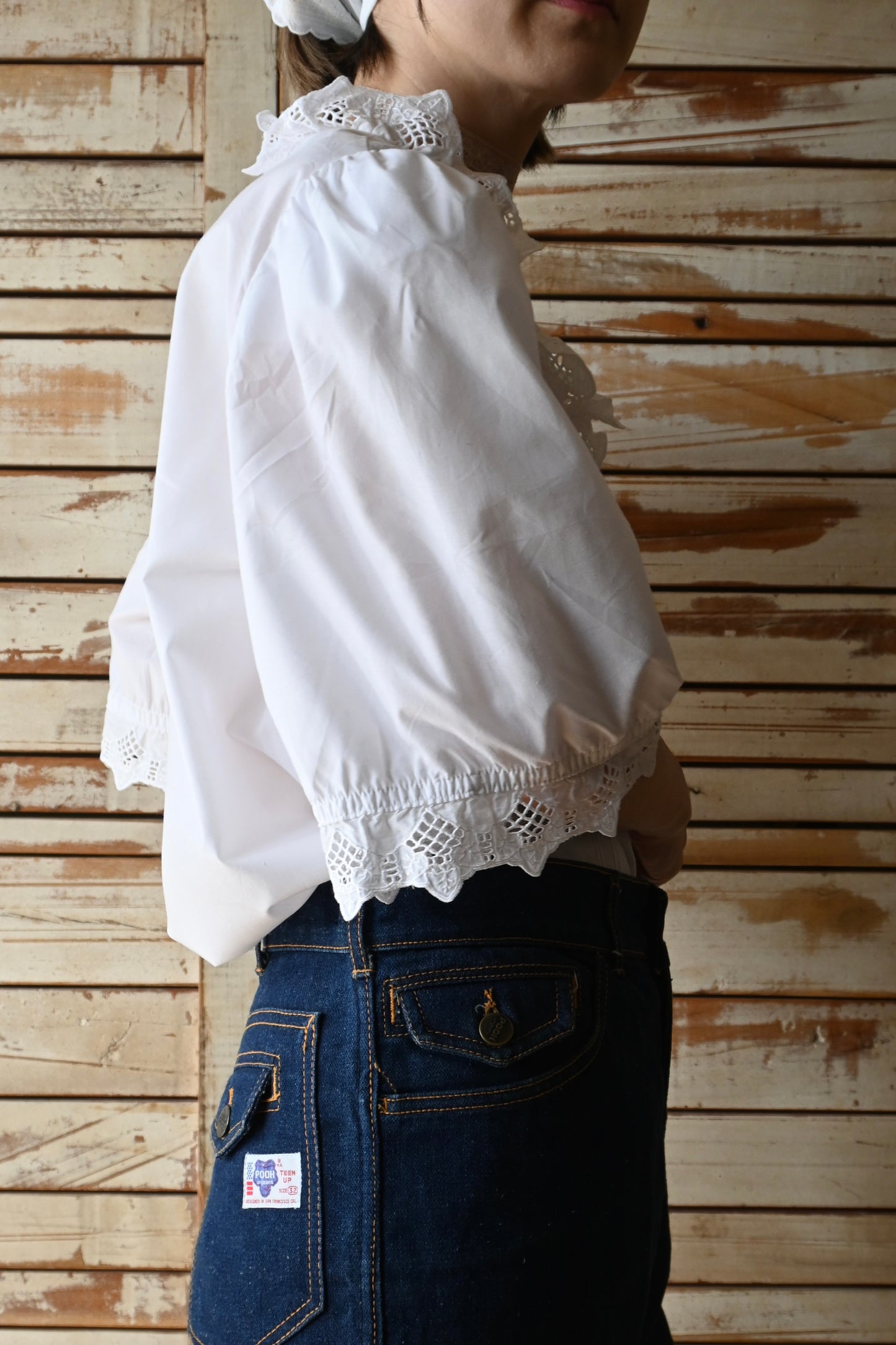 EURO Cutwork lace blouse/WHITE