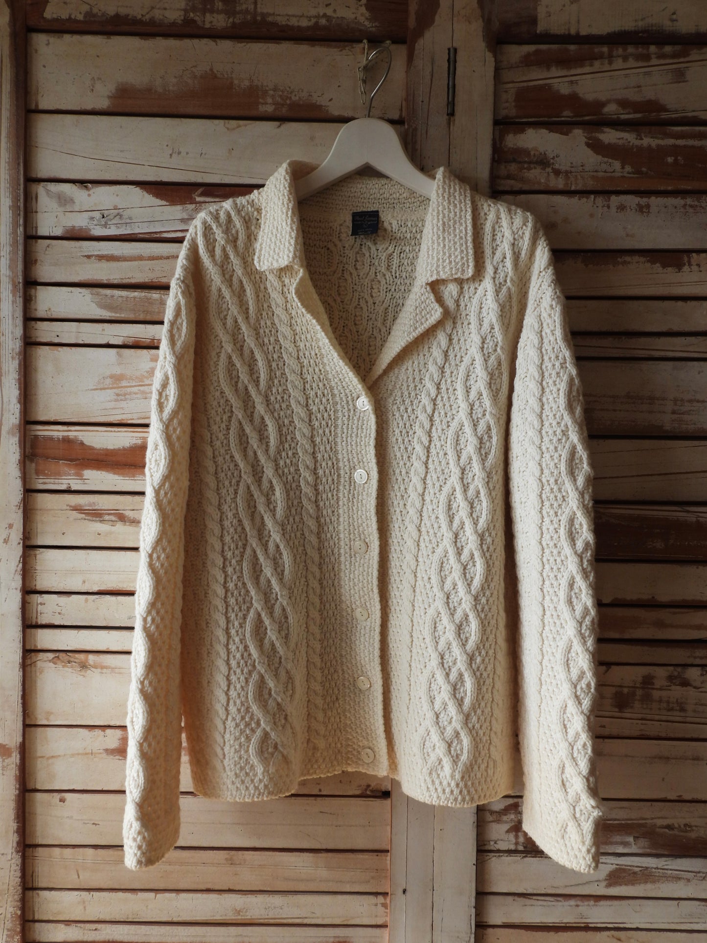 '80s Aran knit cardigan/IVORY/PAUL JAMES