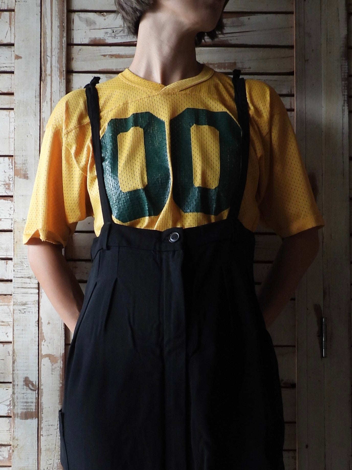 Mesh football tee /MUSTARD