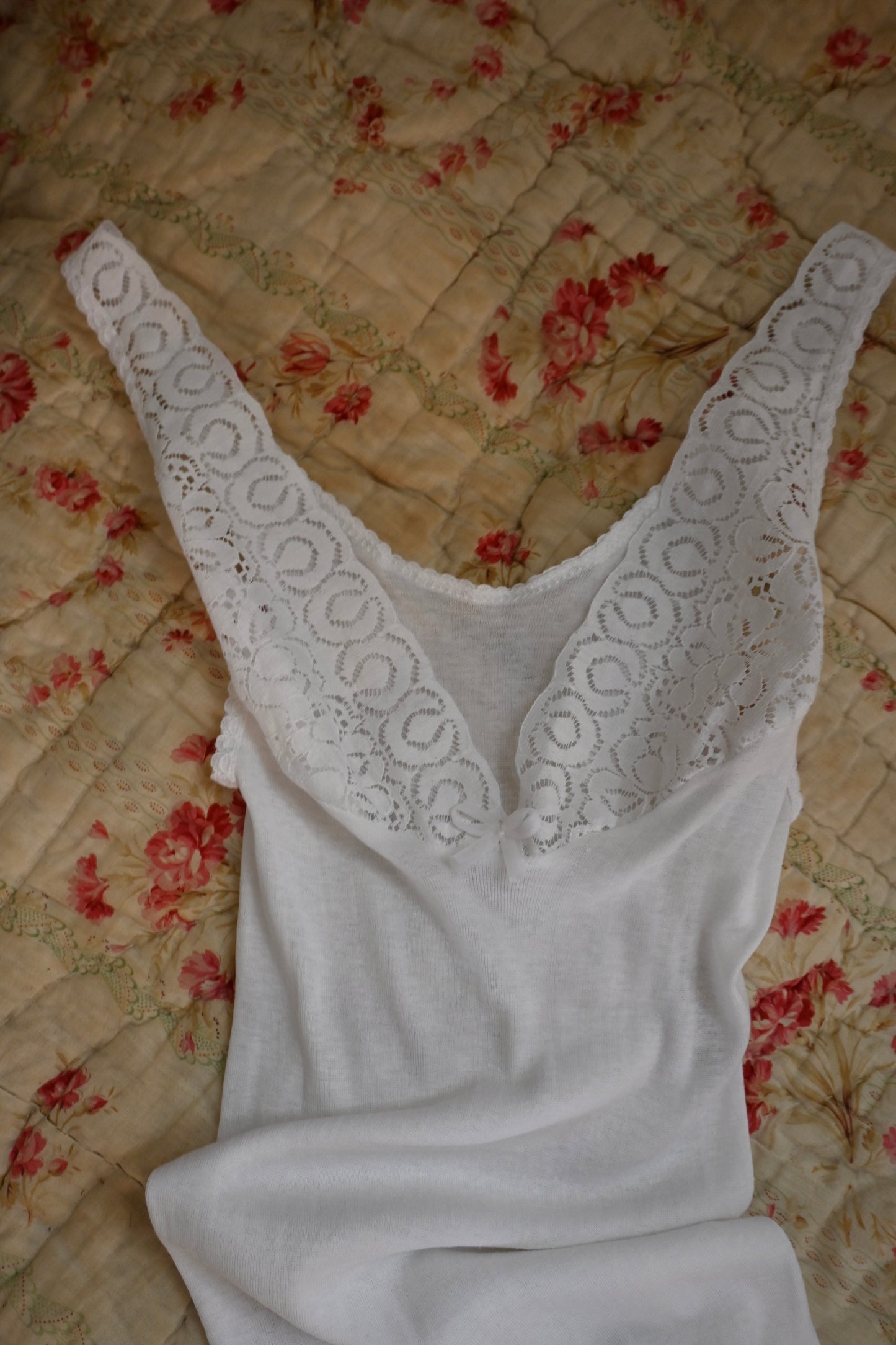 EURO Cotton lace camisole/WHITE