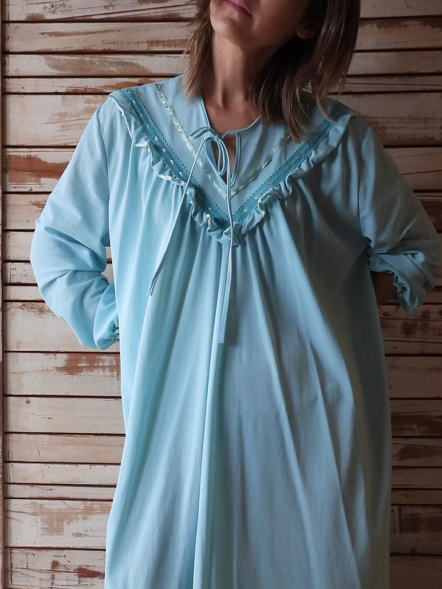 80's L/S Night dress/SKY BLUE