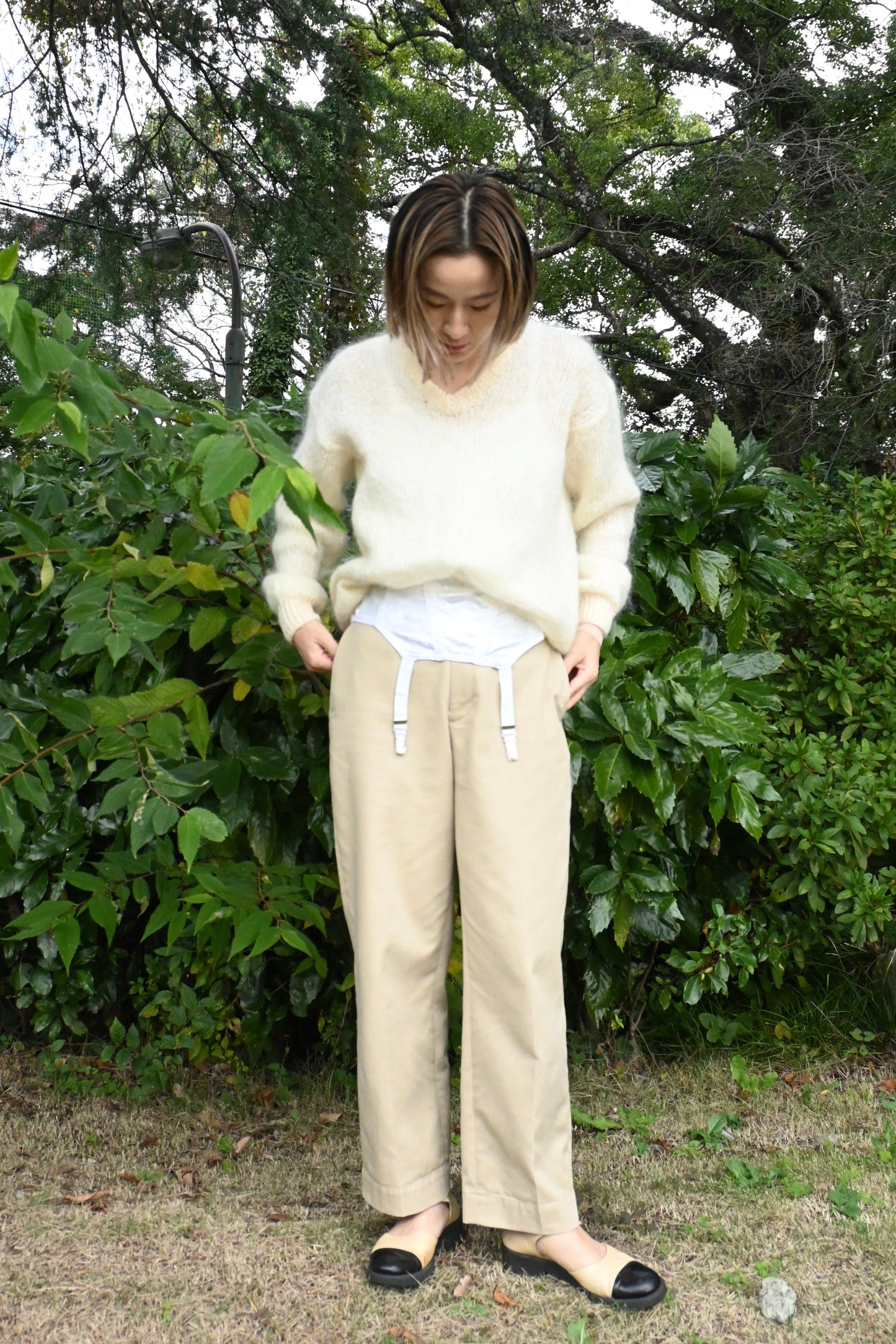 Vintage garter belt corset/WHITE