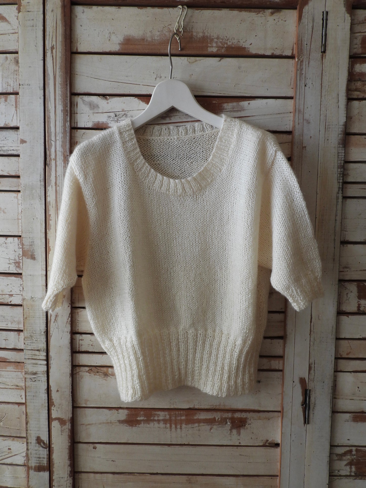 S/S White mohair Knit/IVORY