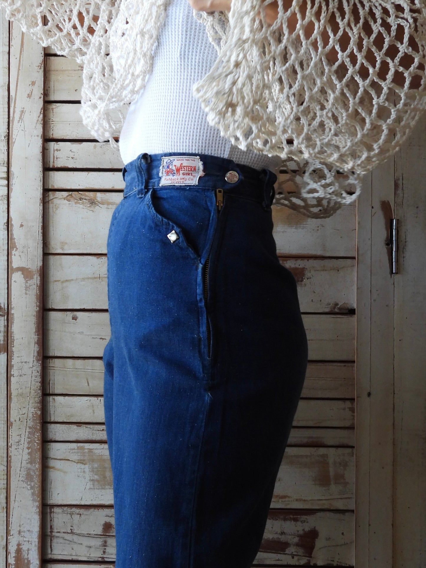 50's WESTERN GIRL RANCH PANTS/BLUE