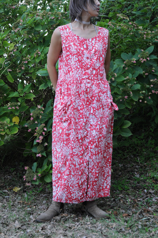 80's "Laura ashley" flower dress/RED