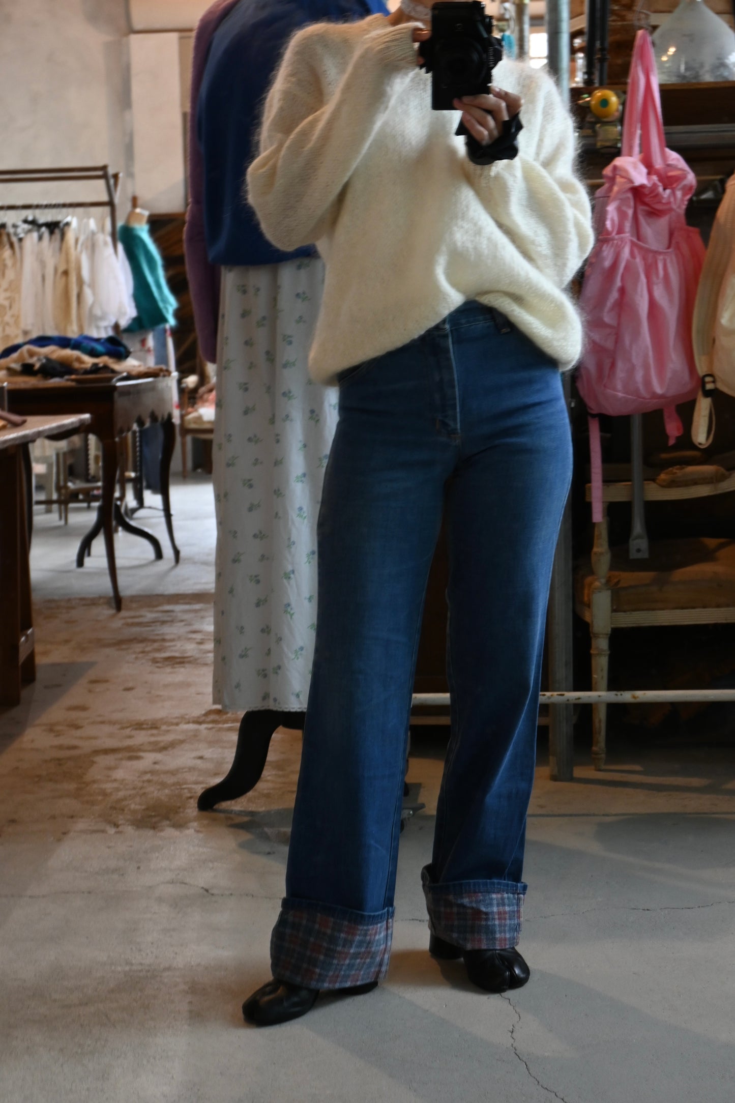 Mohair knit sweater/OFF WHITE