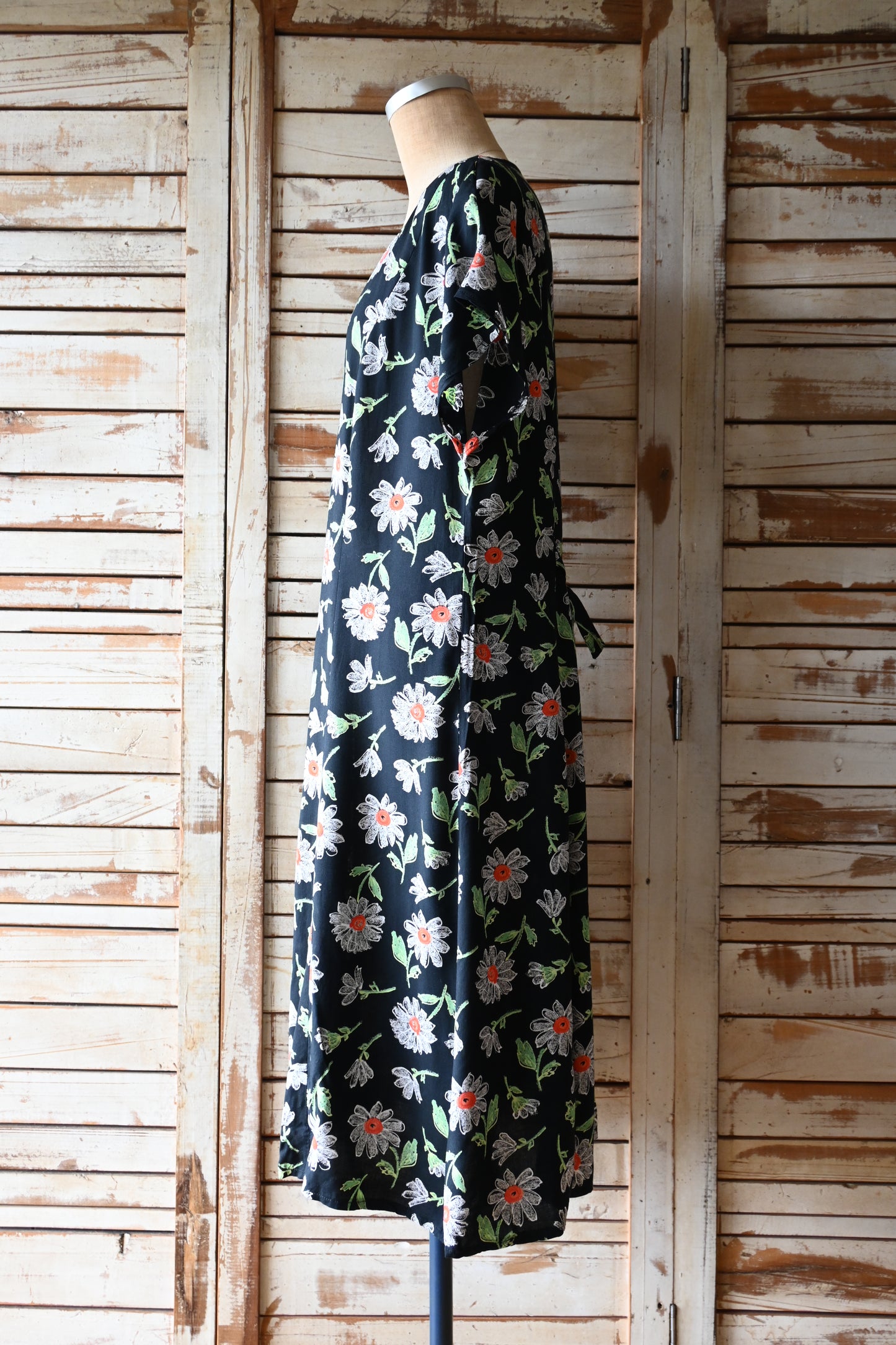 80's-90's Flower dress/BLACK